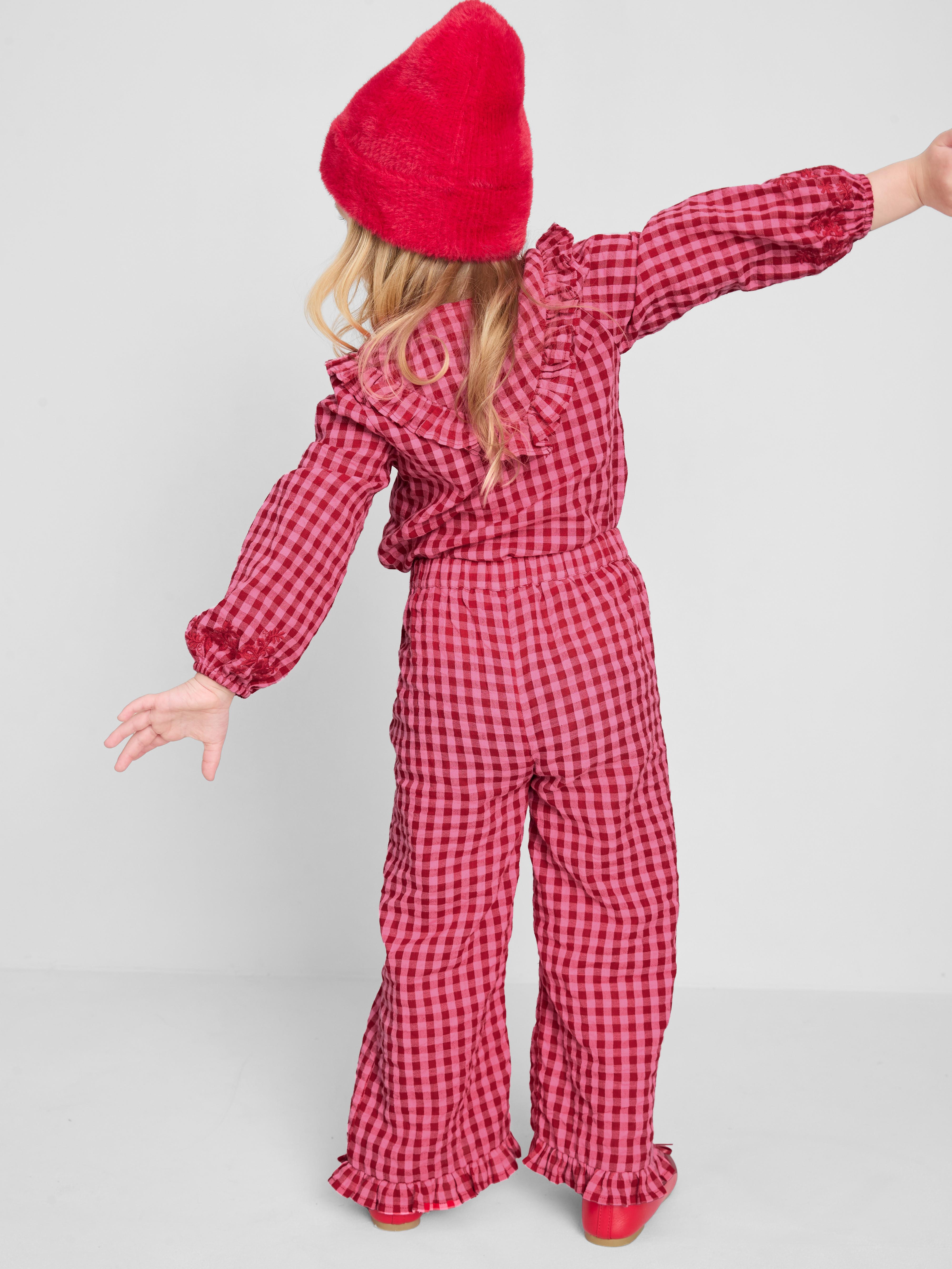 1.5-8yrs | Gingham Check Embroidered Blouse