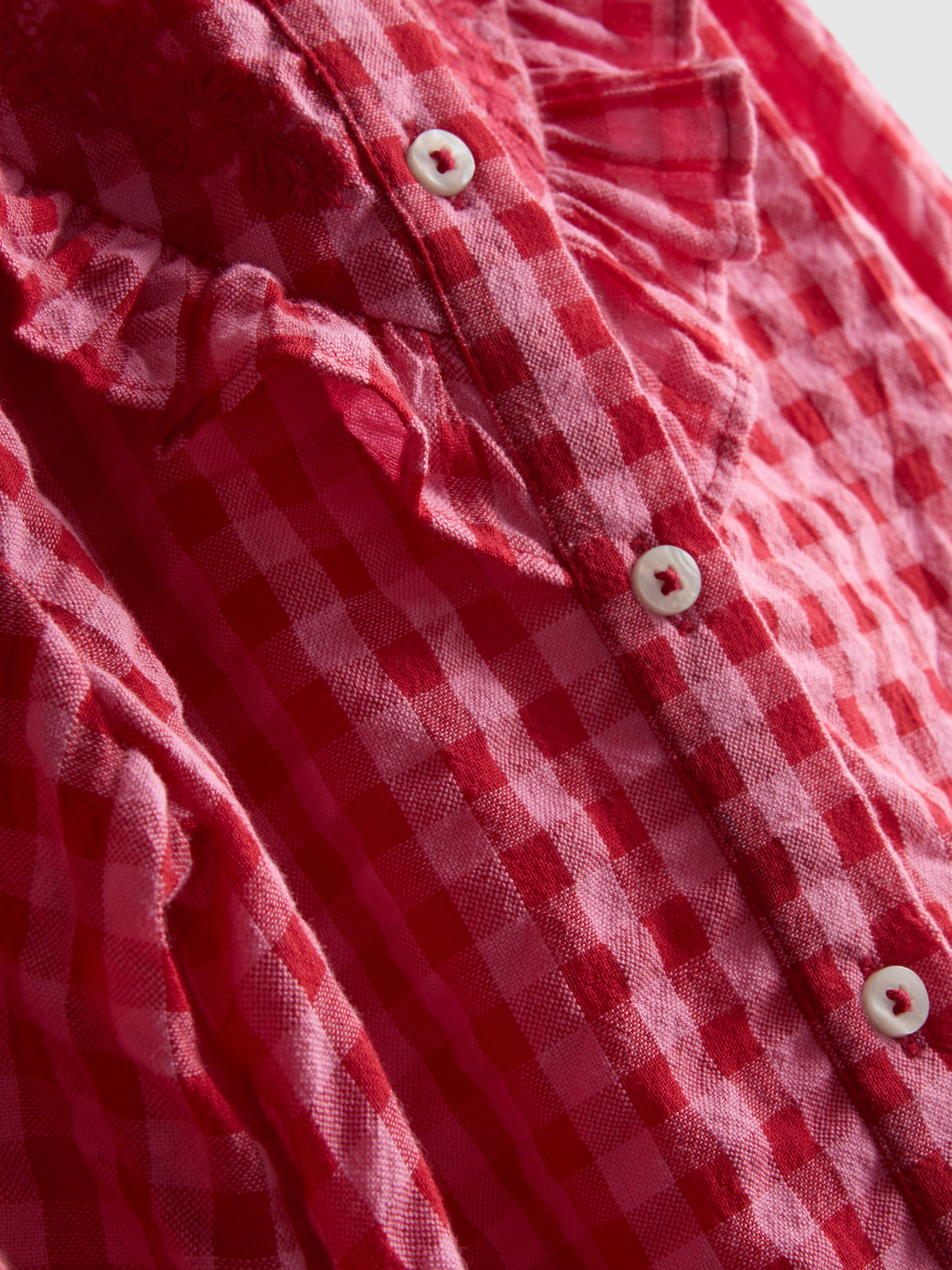 1.5-8yrs | Gingham Check Embroidered Blouse