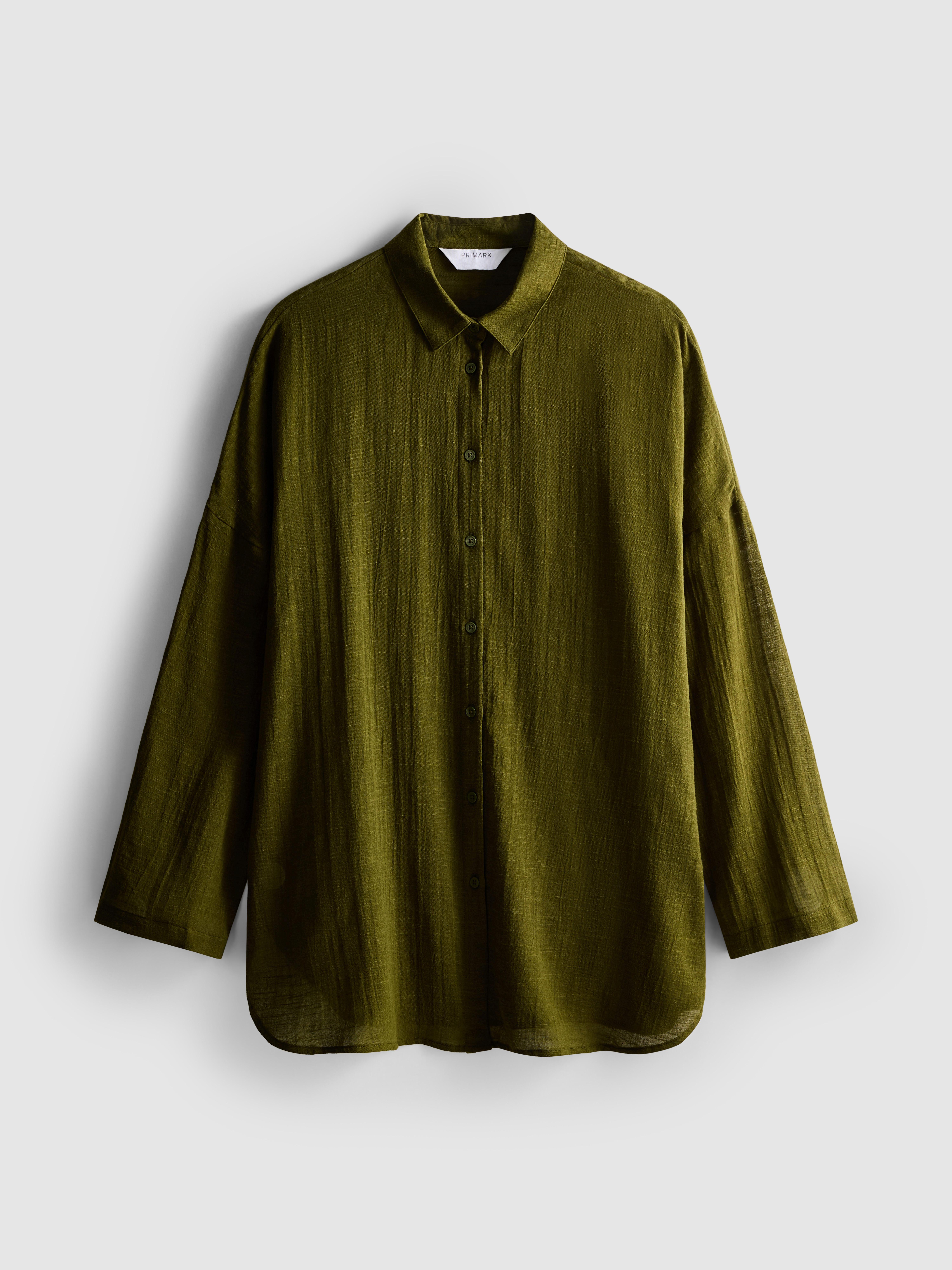 Women's Olive Button-Down Beach Shirt