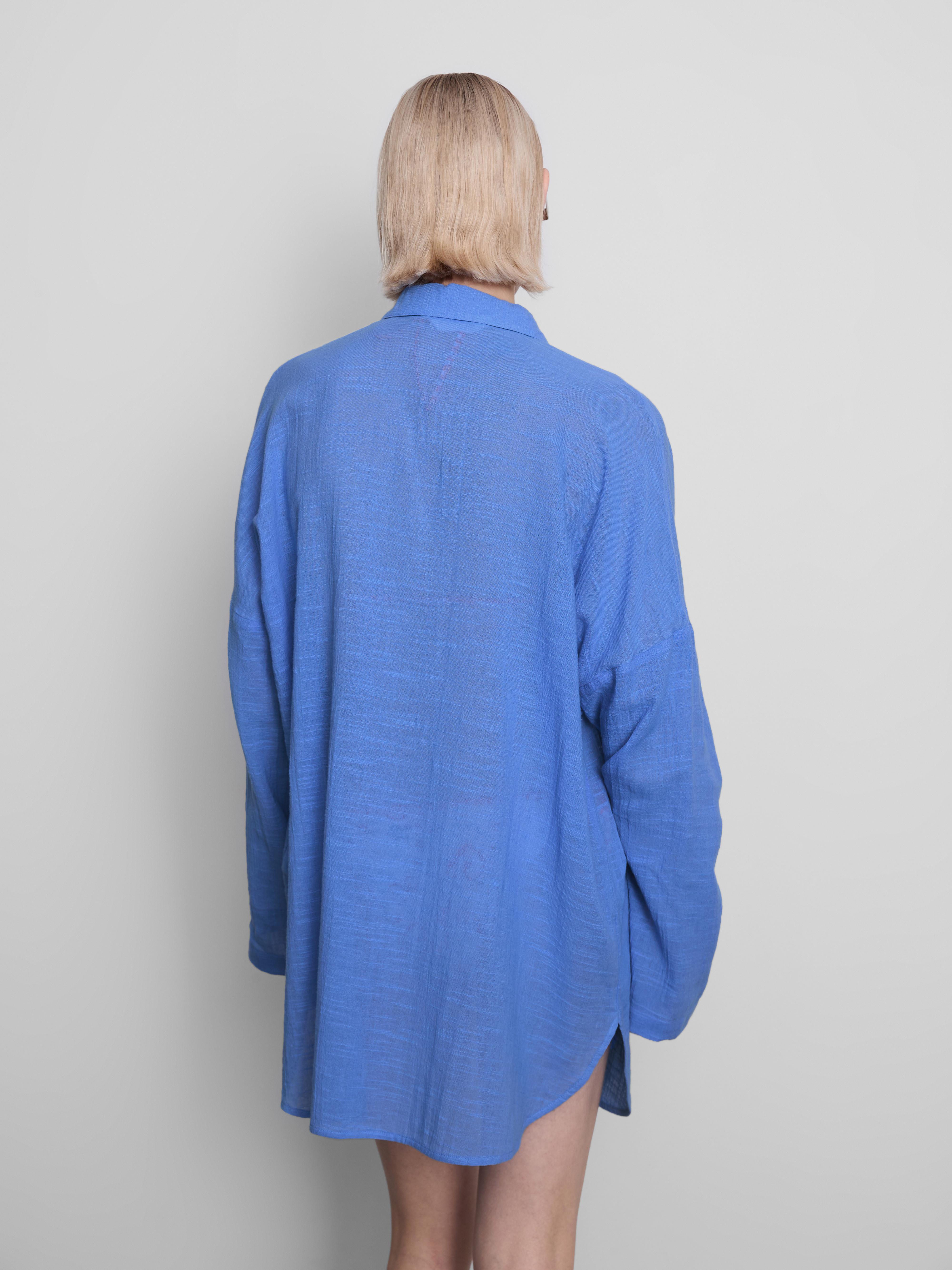 Women's Blue Button-Down Beach Shirt