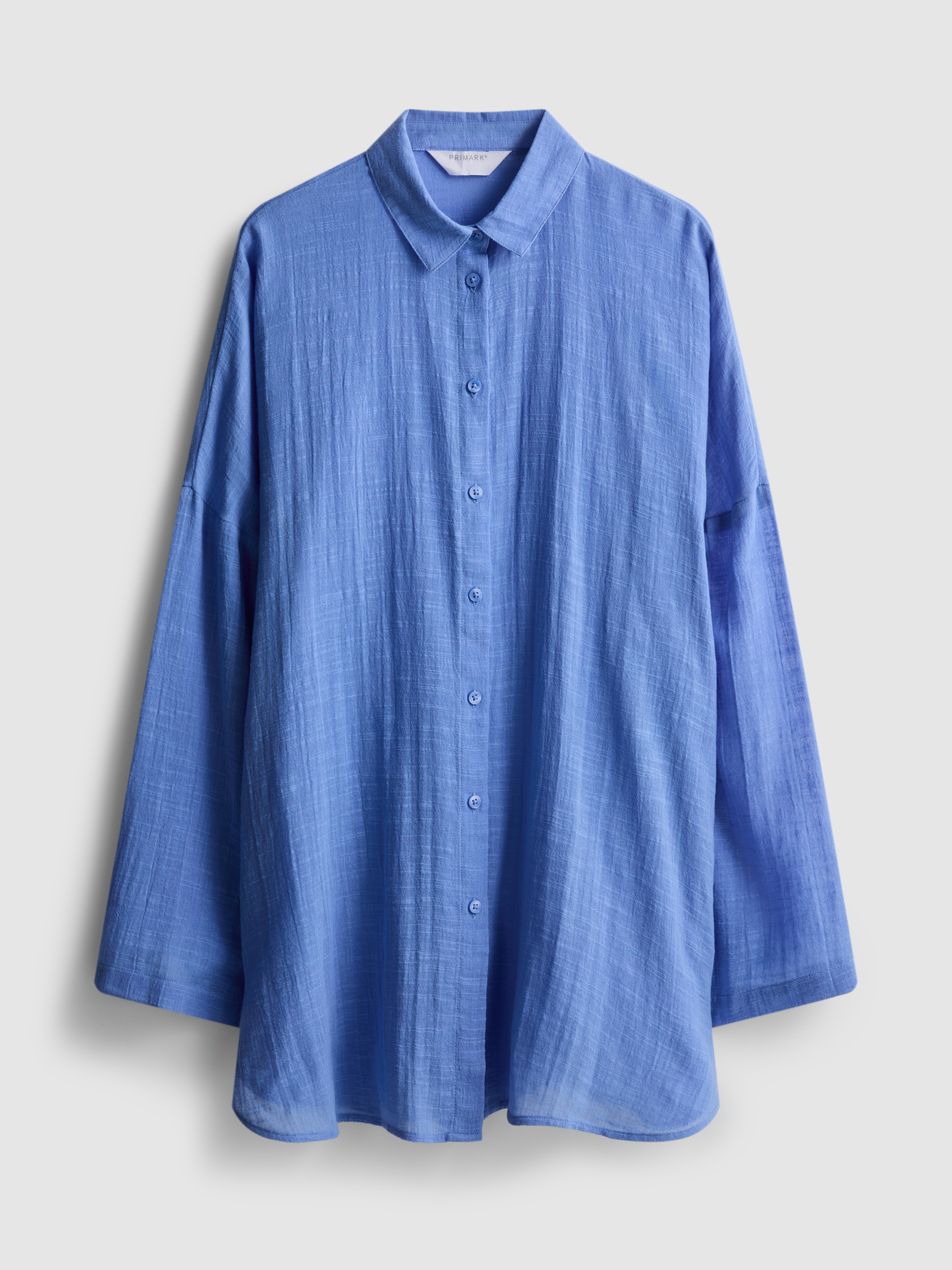 Women's Blue Button-Down Beach Shirt