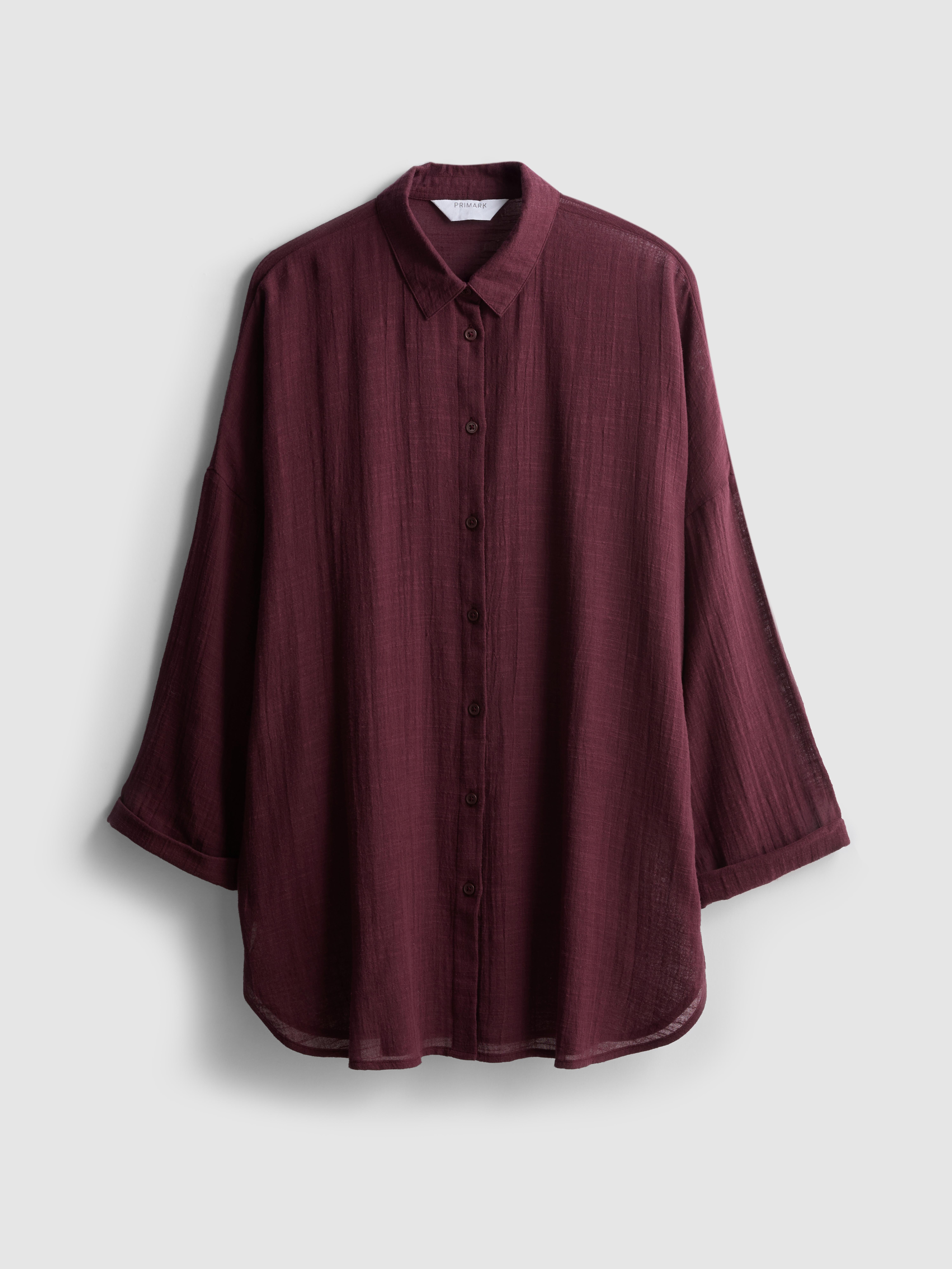 Women's Dark Purple Button-Down Beach Shirt