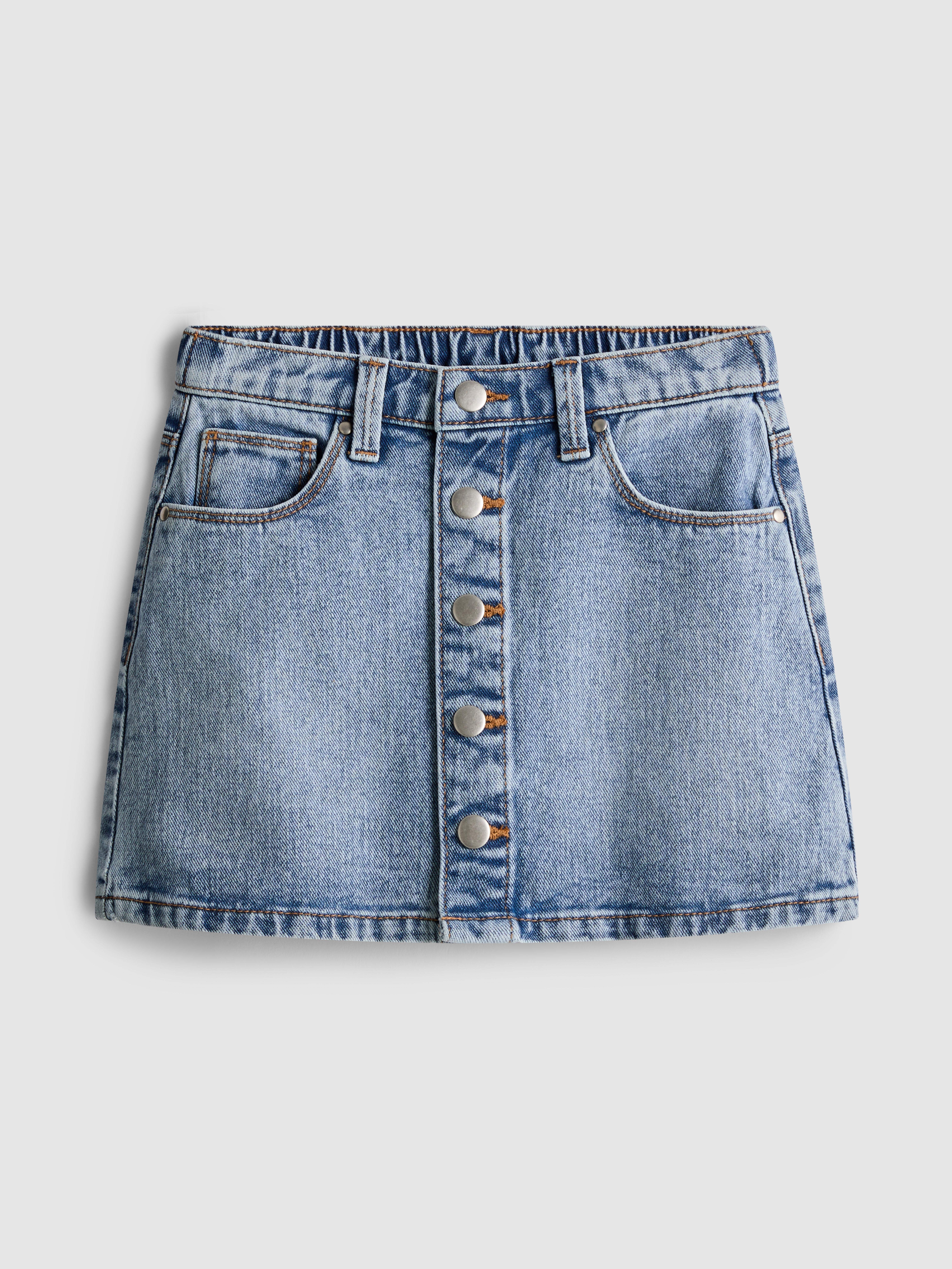 Girls Light Blue 1.5-8yrs | Snap-Closure Denim Skirt