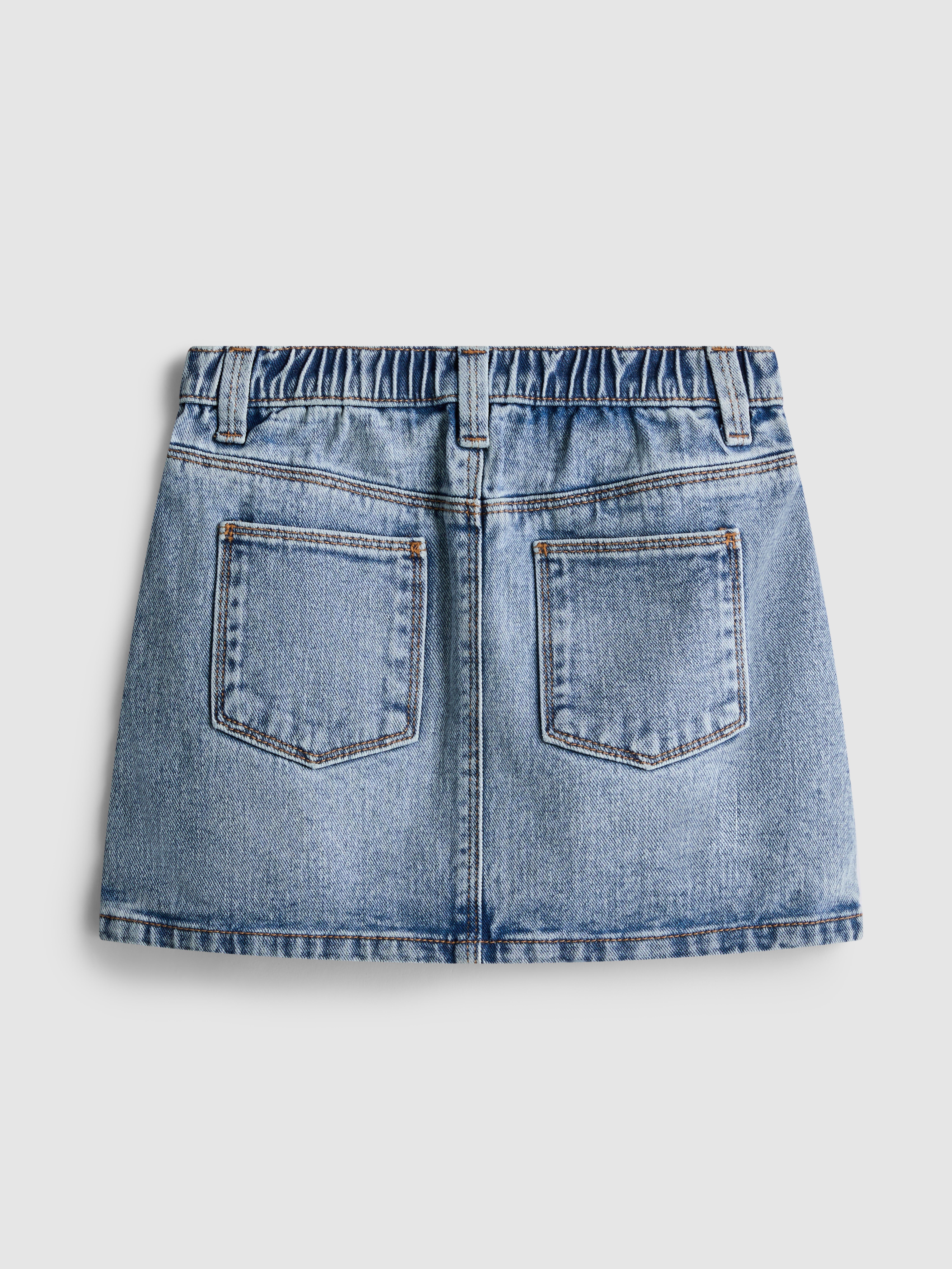 Girls Light Blue 1.5-8yrs | Snap-Closure Denim Skirt | Primark