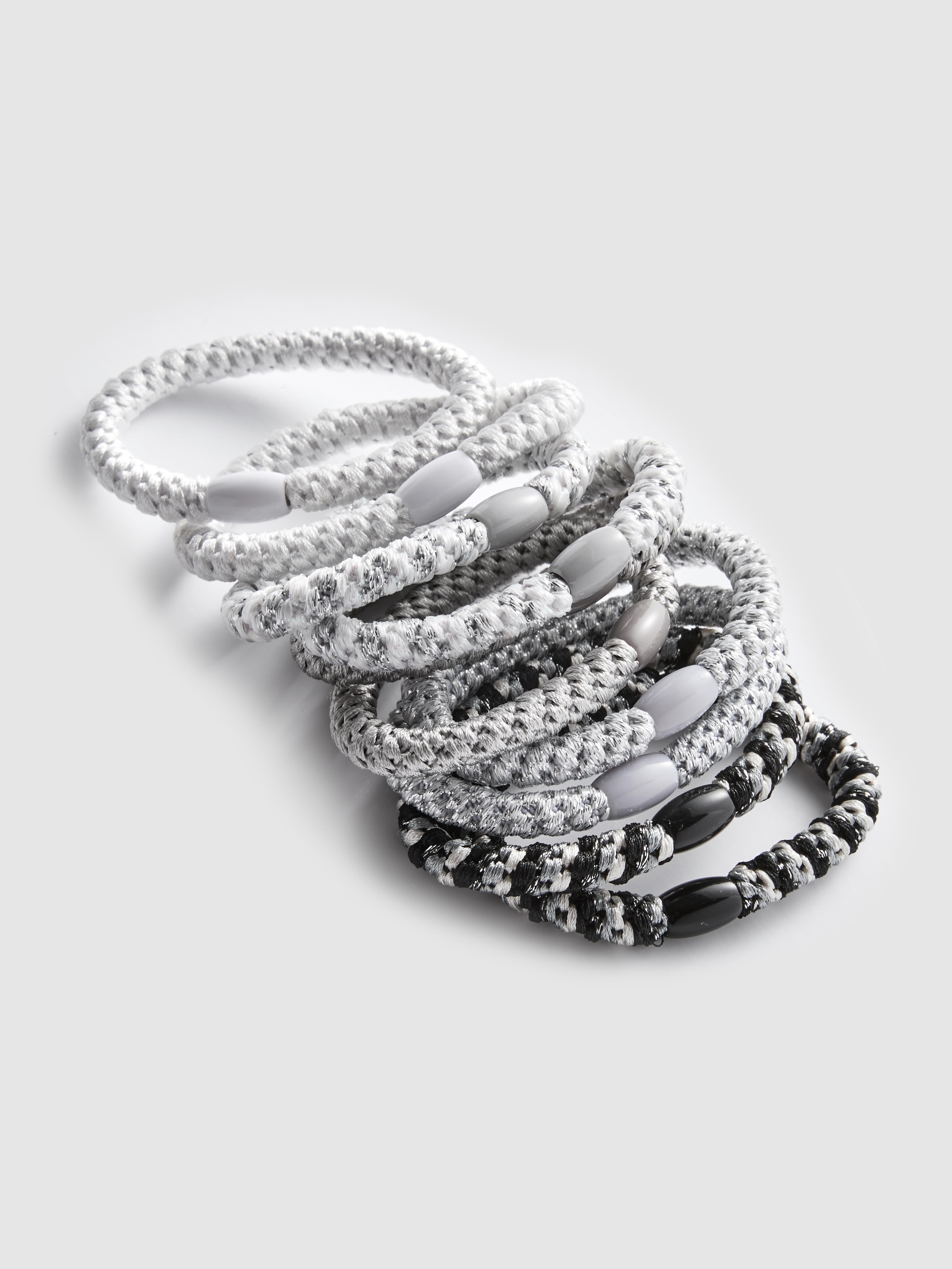 Women's Silver 10pk Chunky Hair Bands