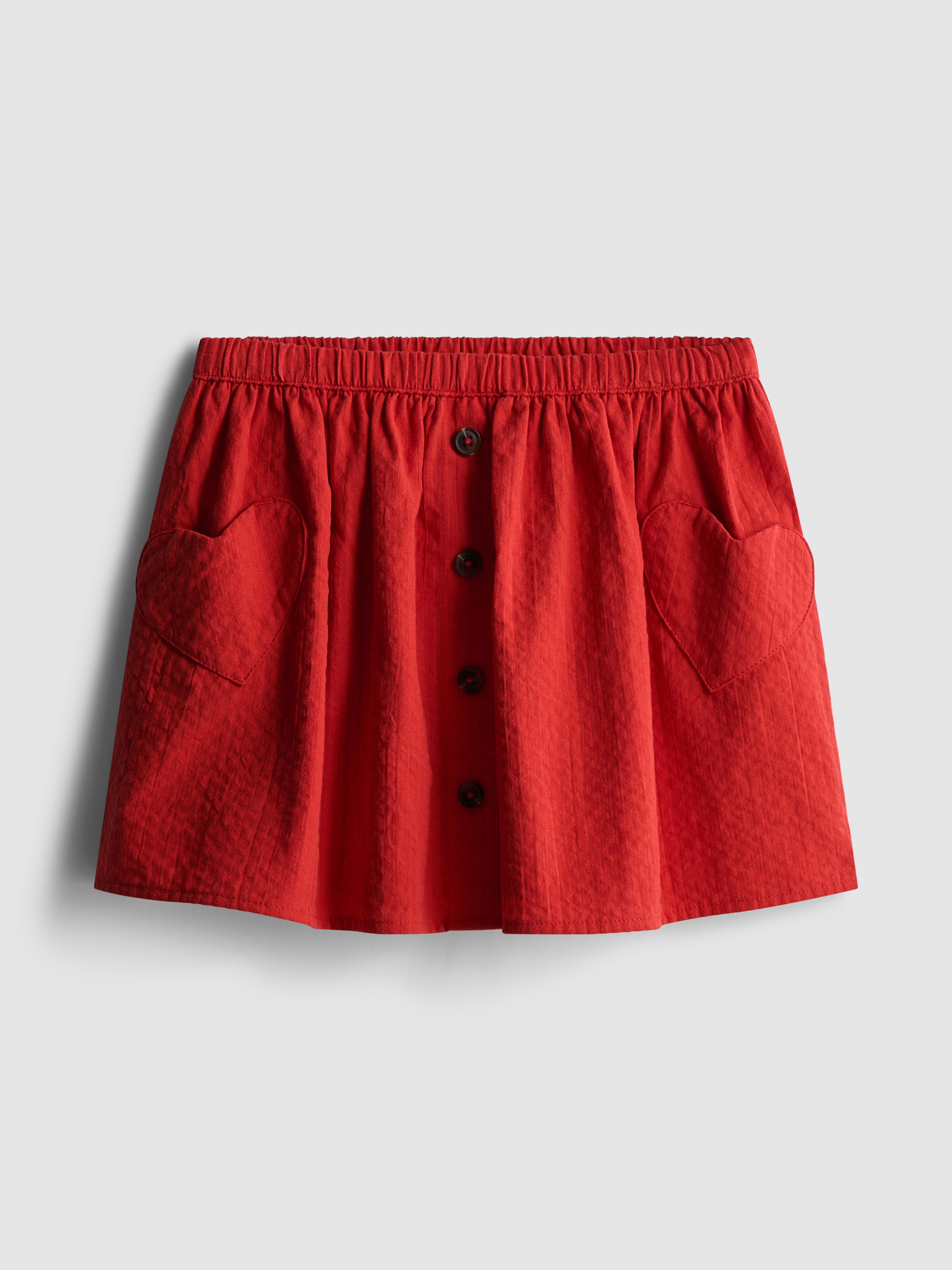Girls Red 1.5-8yrs | Buttoned Skirt