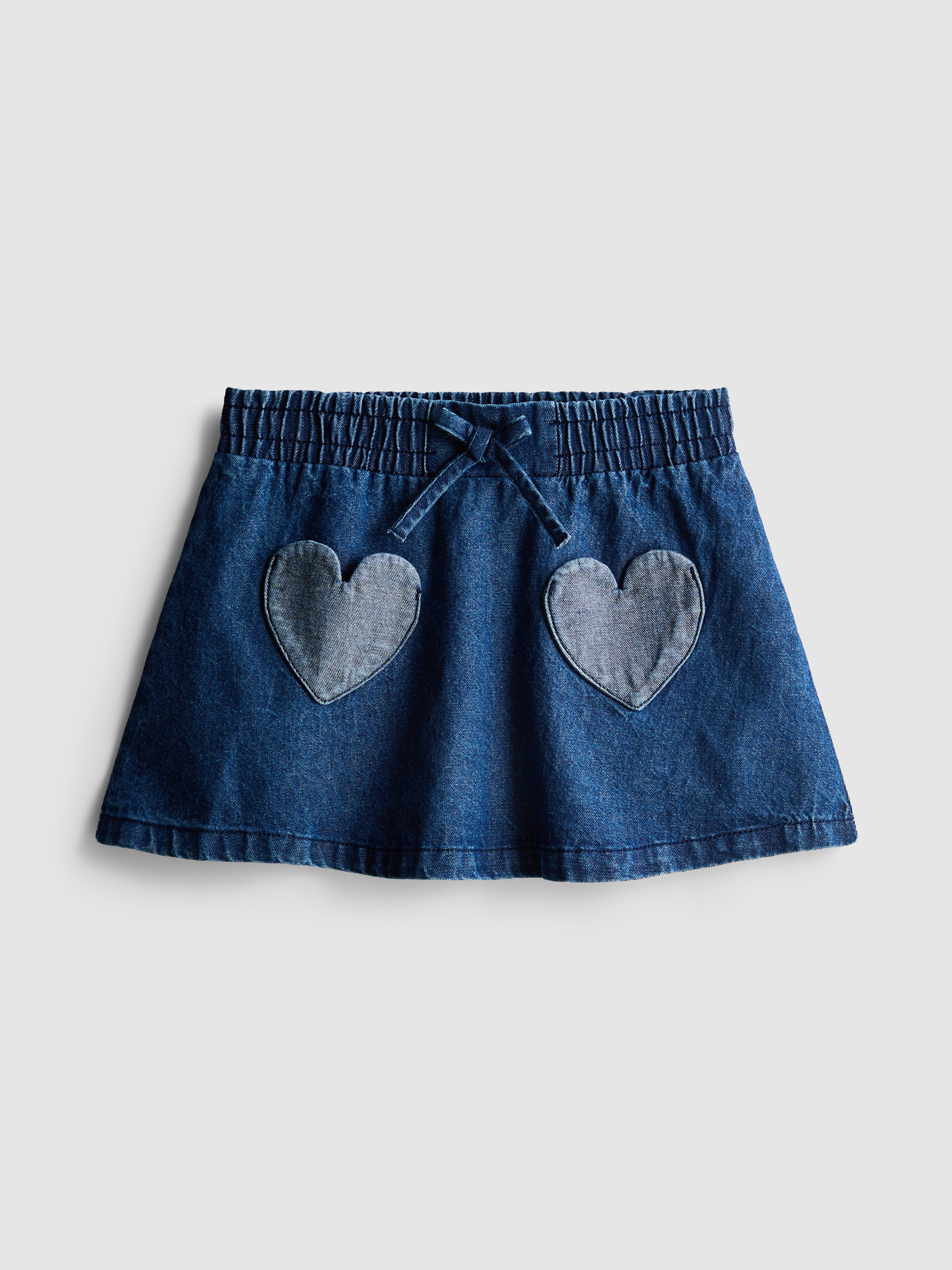 Girls Blue 1.5-8yrs | Heart Pocket Denim Skirt