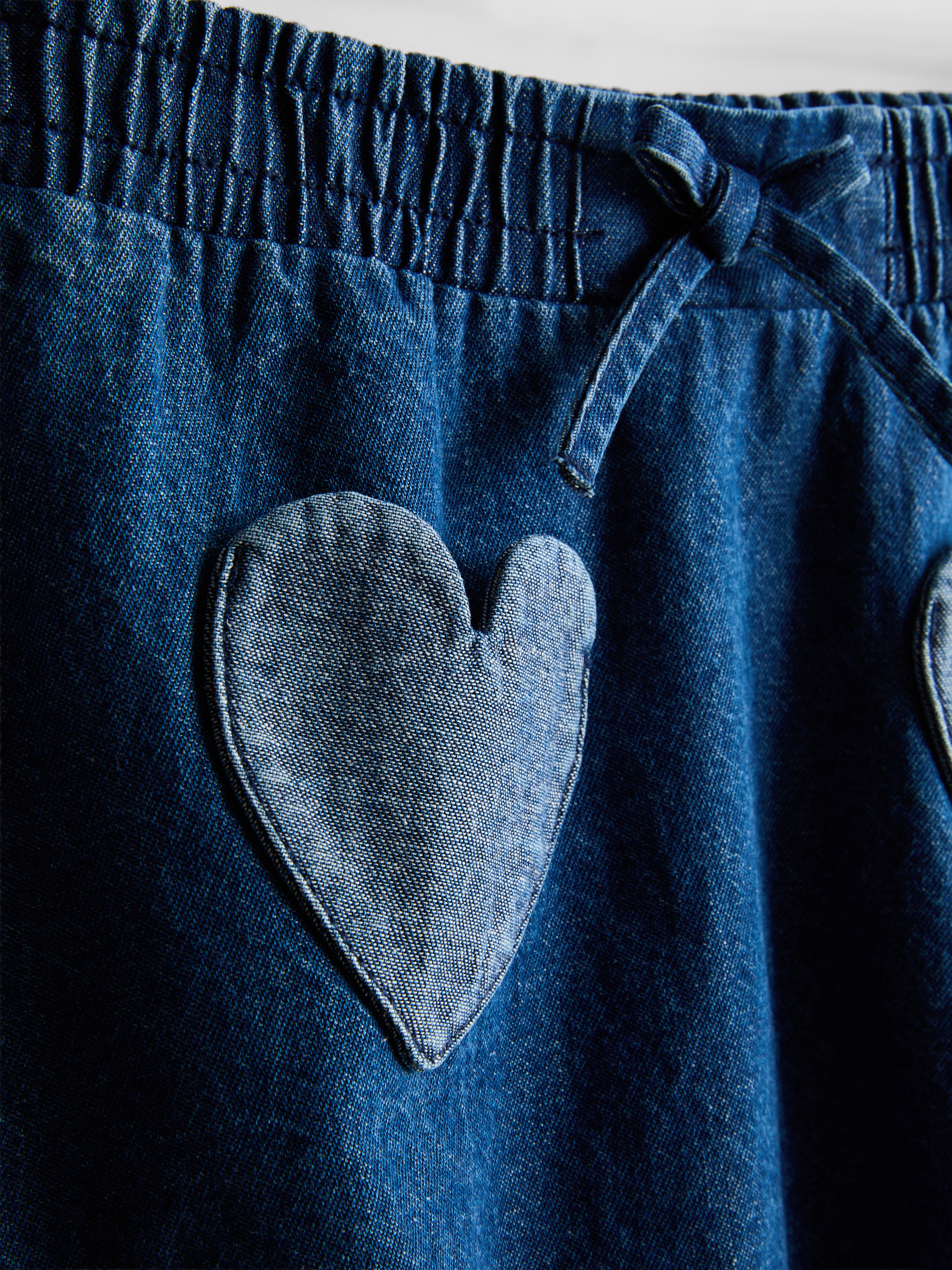 Girls Blue 1.5-8yrs | Heart Pocket Denim Skirt