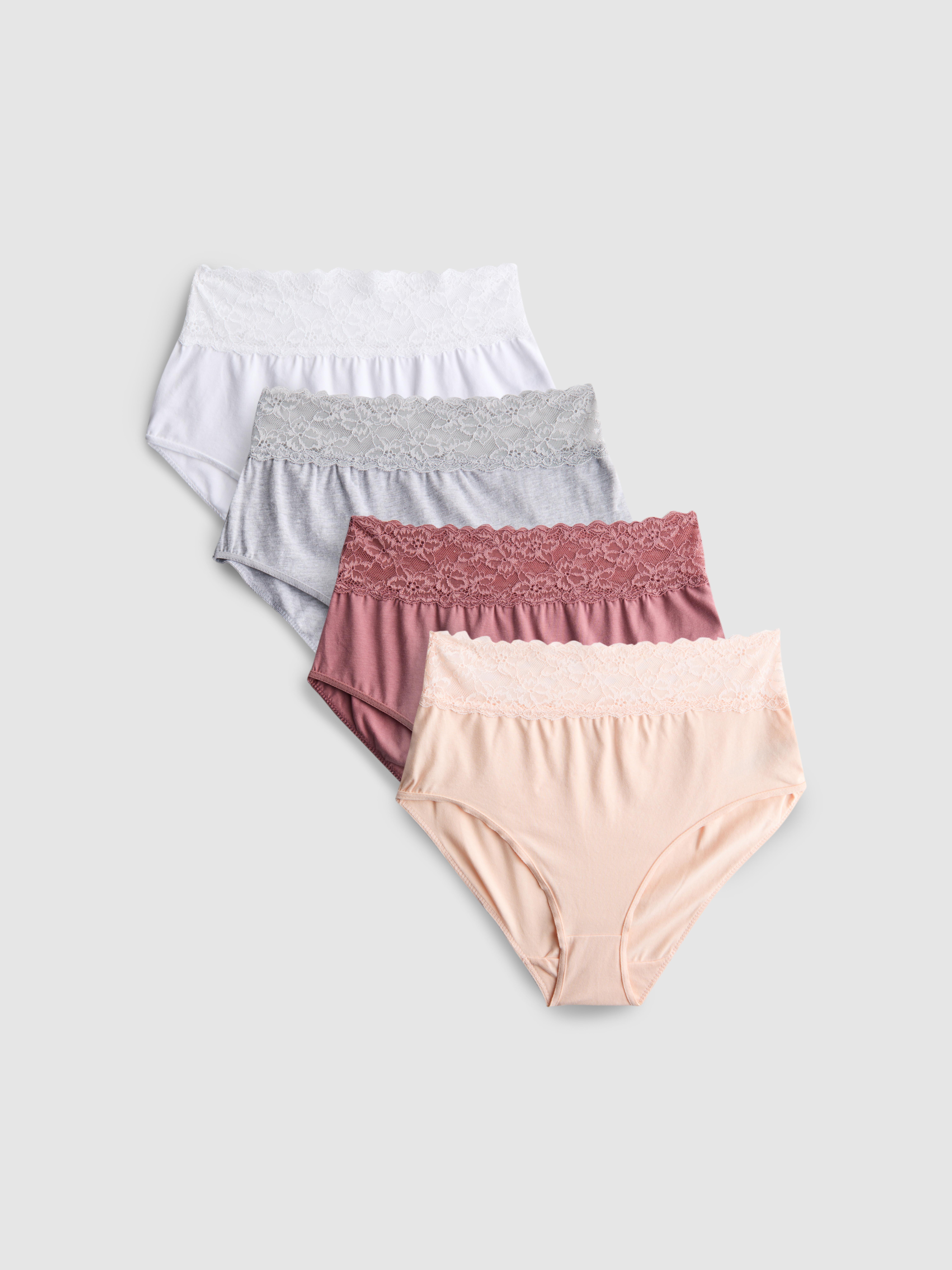 4pk Cotton-Rich Lace-Trim Full Briefs