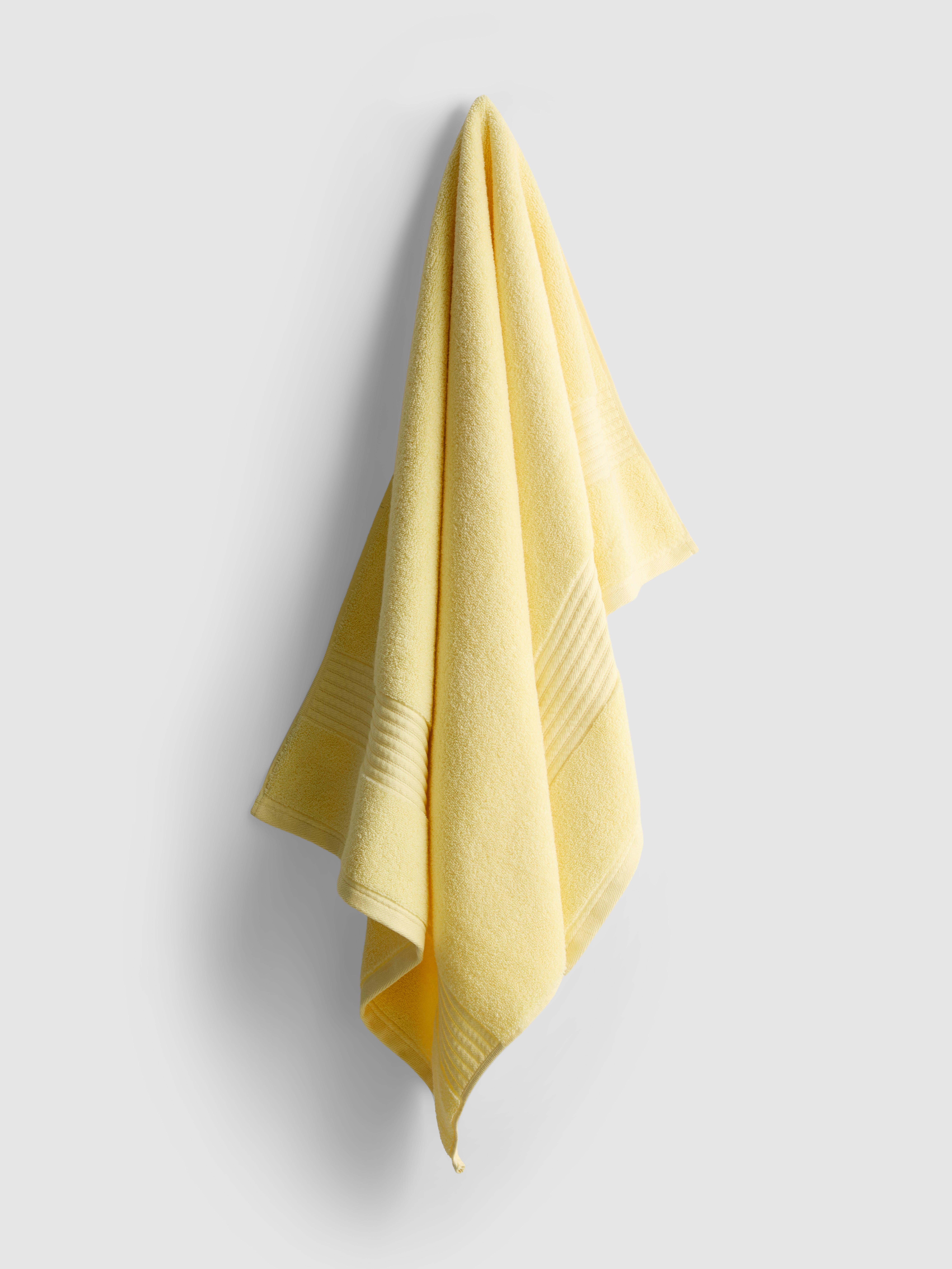 Ribbed Border Bath Towel Lemon