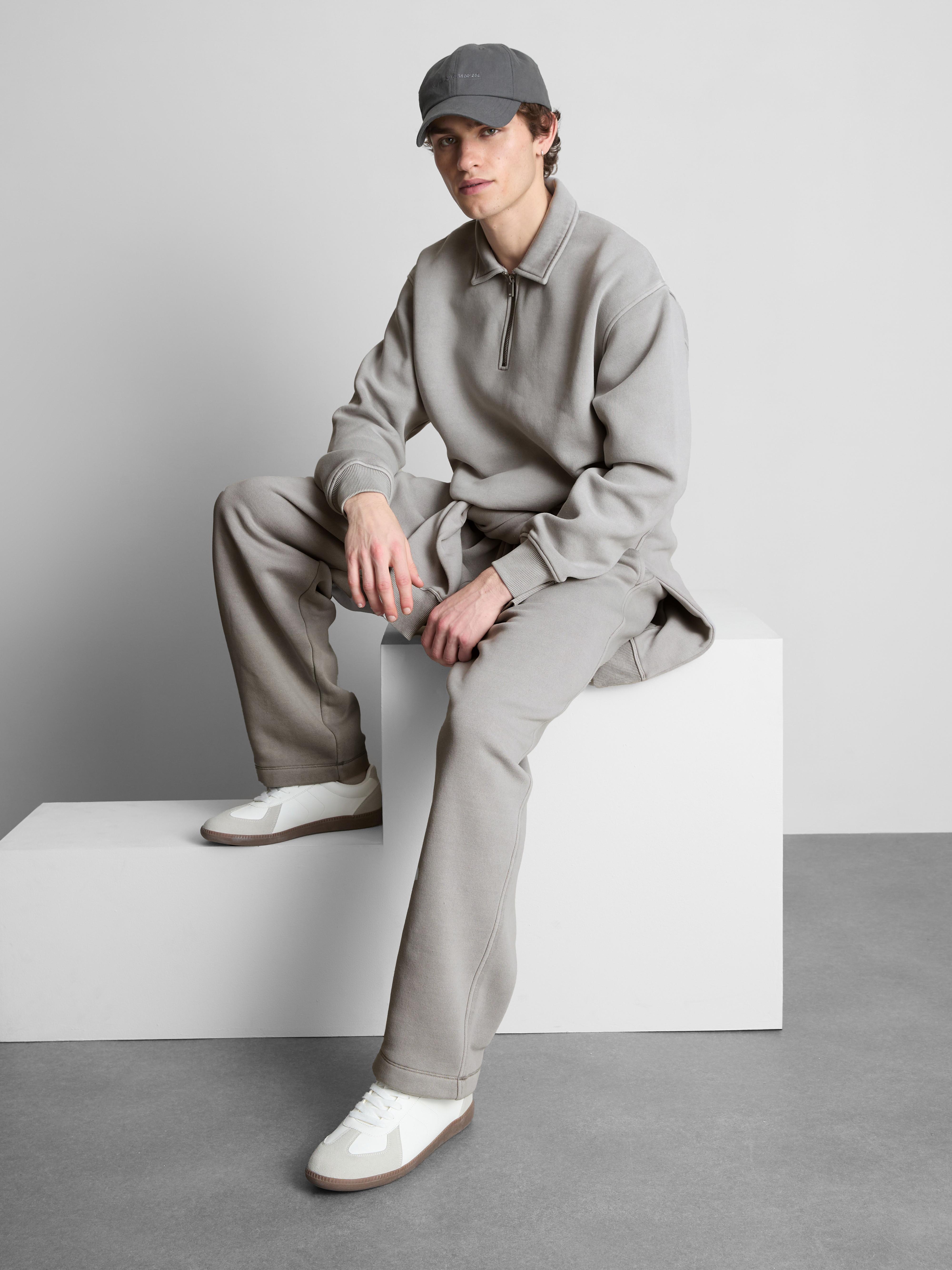 Camisola polo fecho correr 1/4 Cinzento-claro