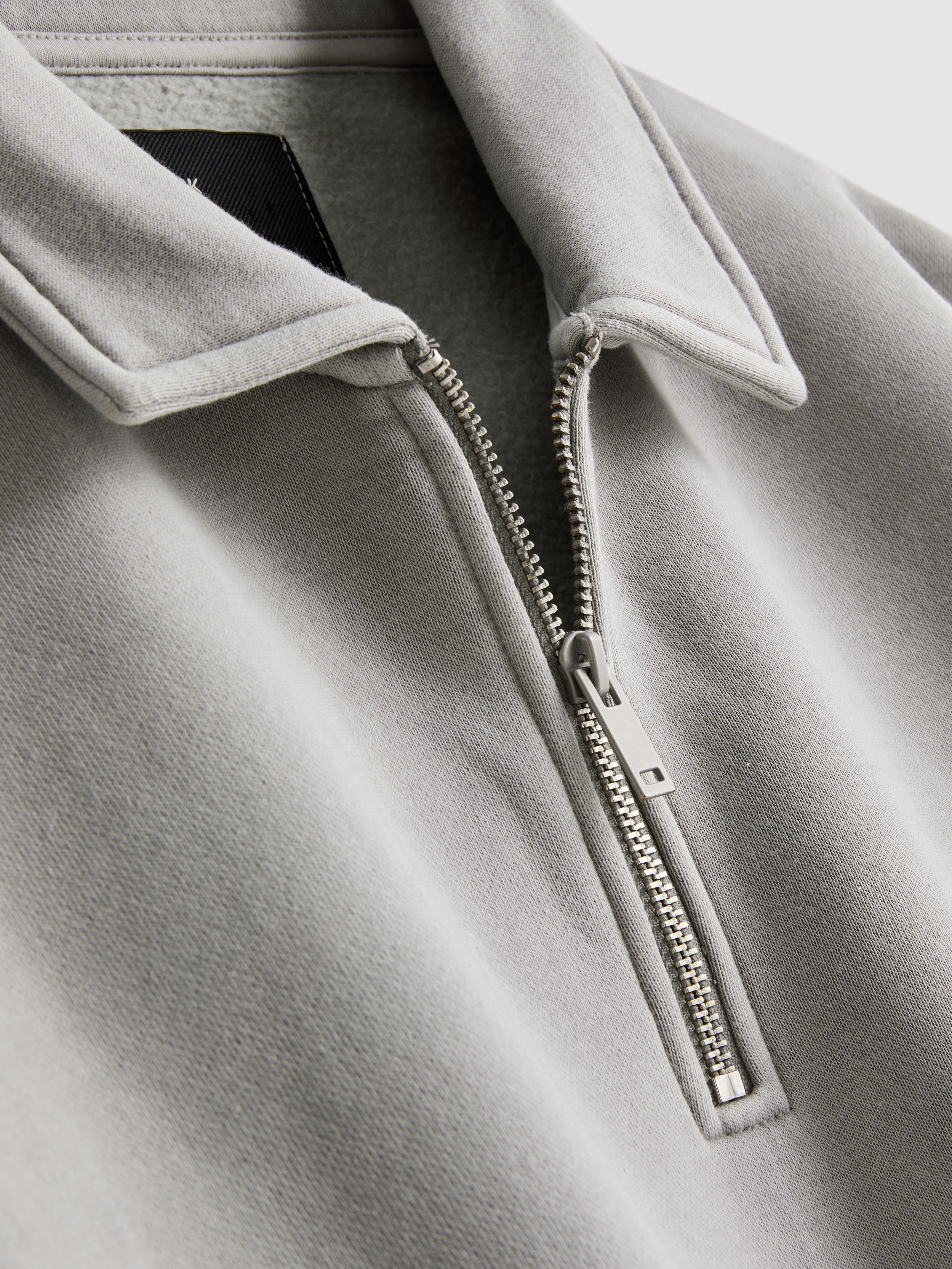 Men's Light Gray Quarter-Zip Polo Sweatshirt