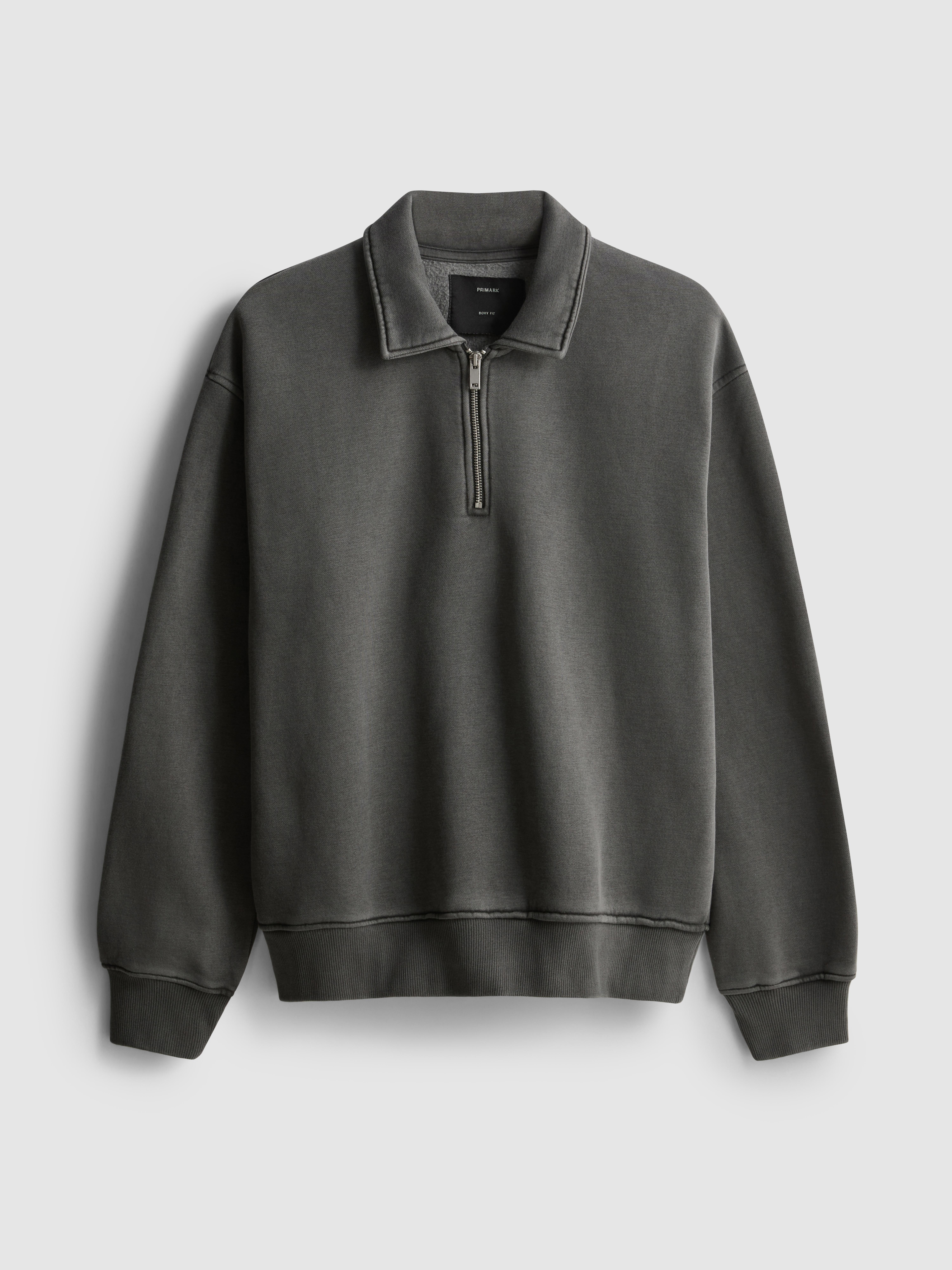 Men's Charcoal Quarter-Zip Polo Sweatshirt