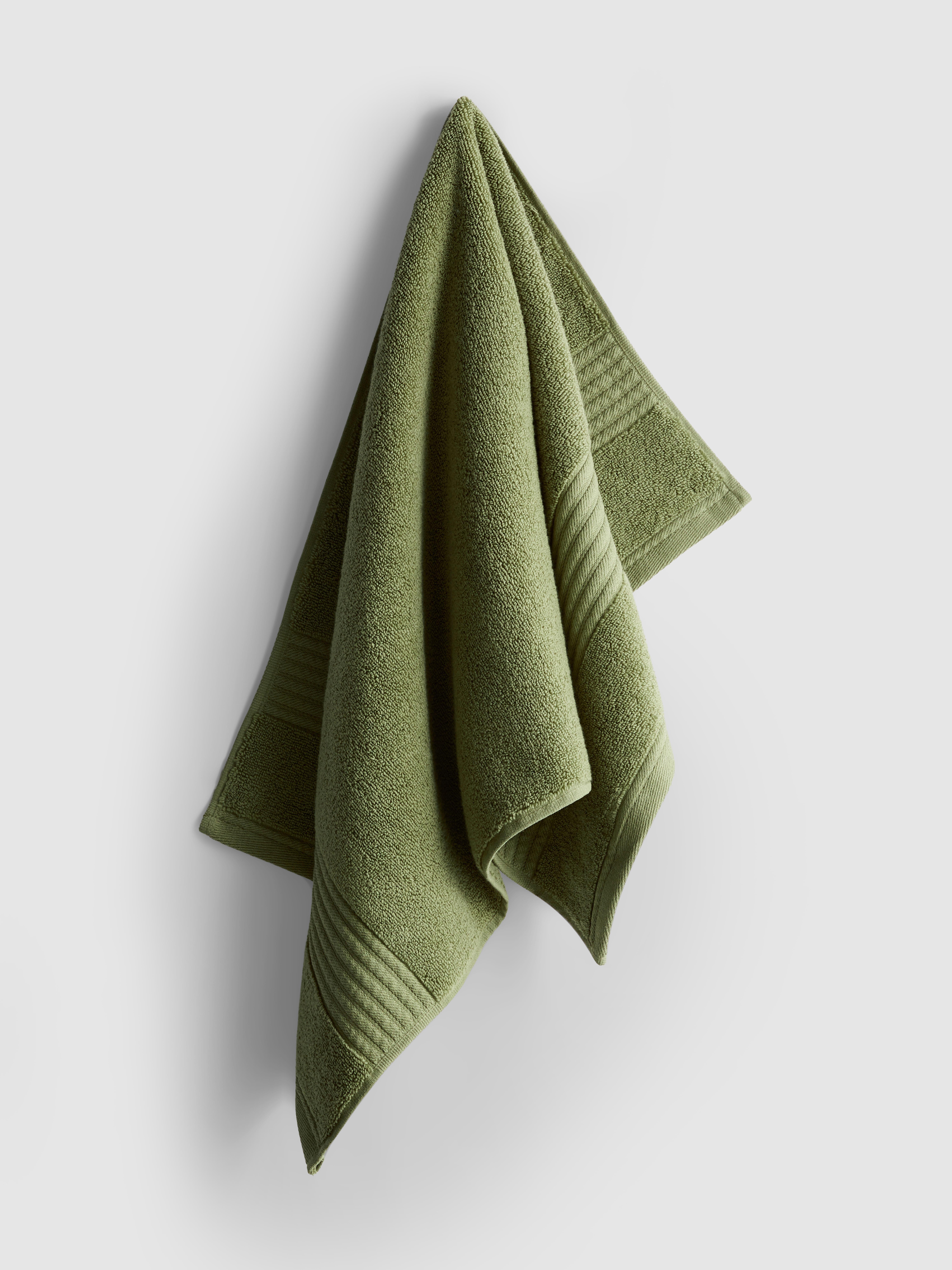 Ribbed Border Hand Towel Light Green