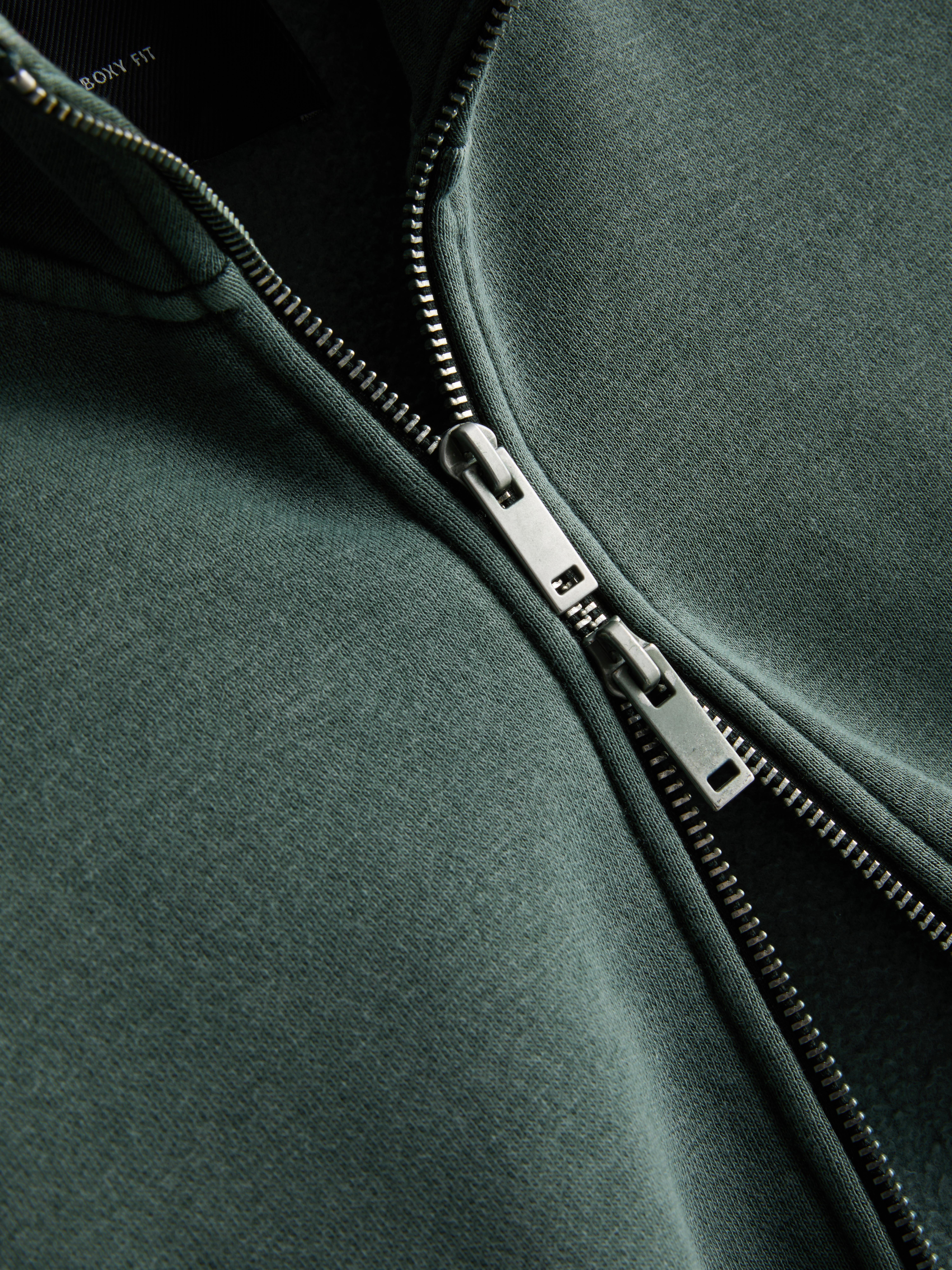 Men's Green Zip-Up Funnel Neck Sweatshirt