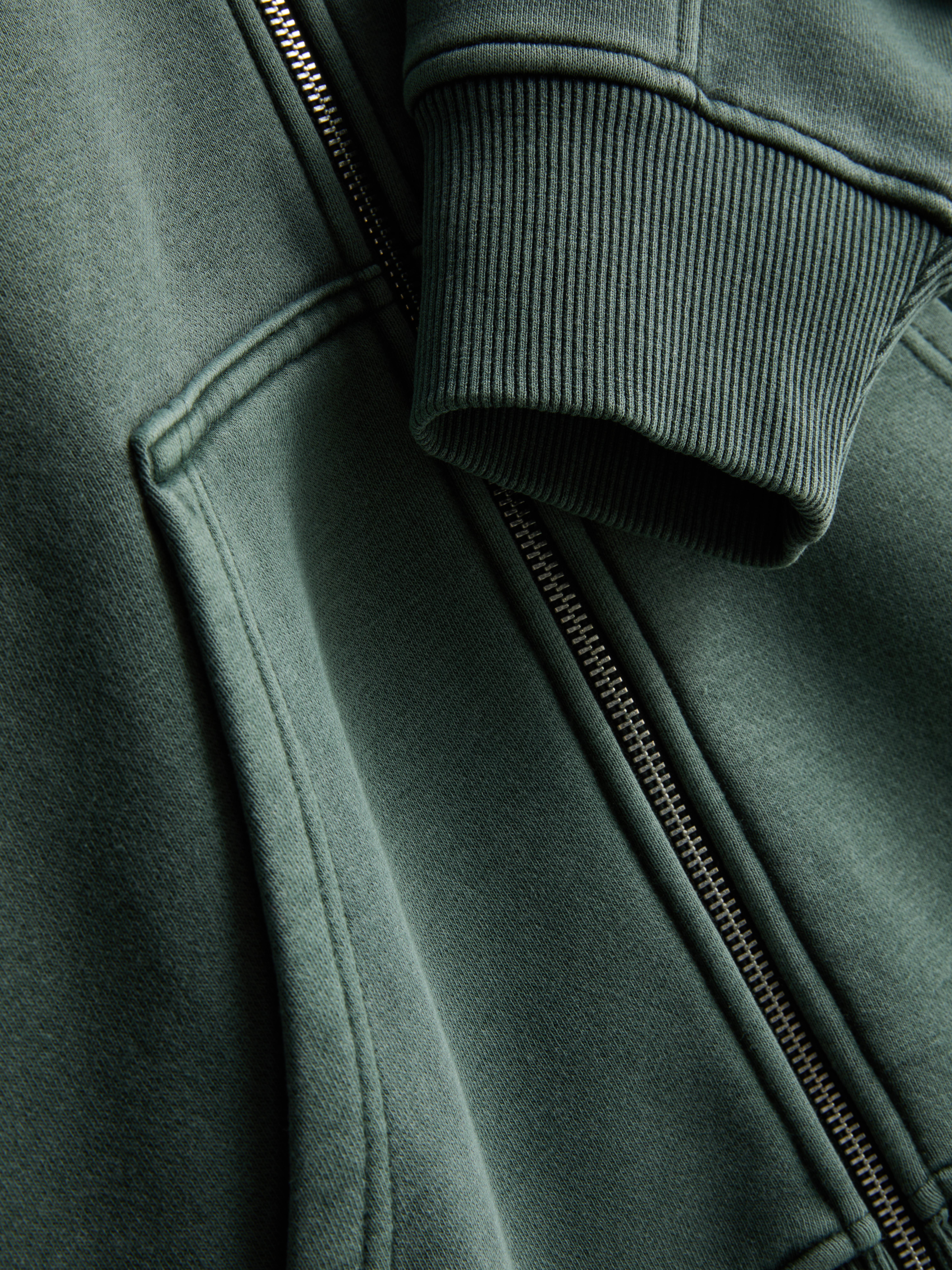 Men's Green Zip-Up Funnel Neck Sweatshirt