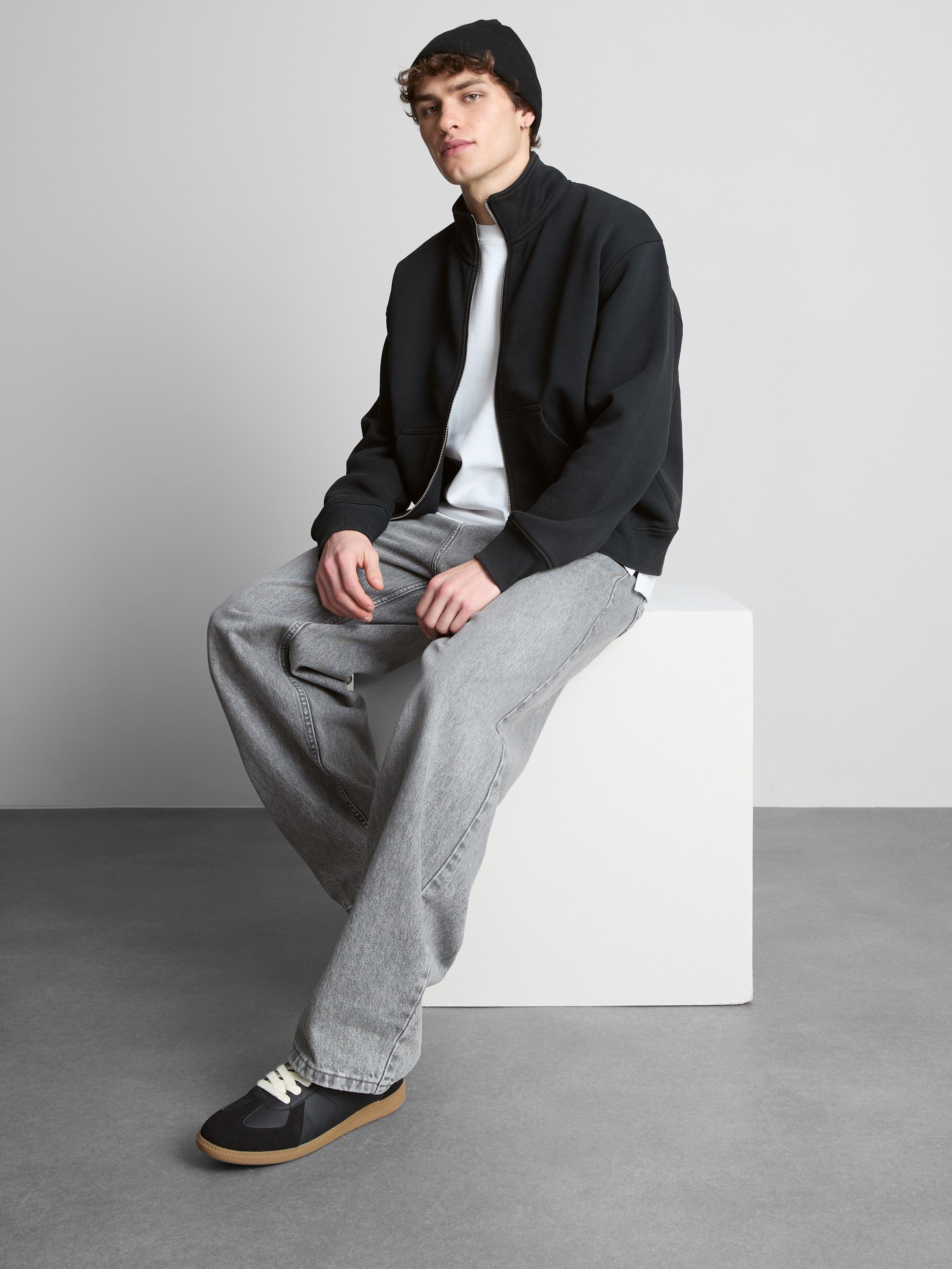 Zip-Up Funnel Neck Sweatshirt