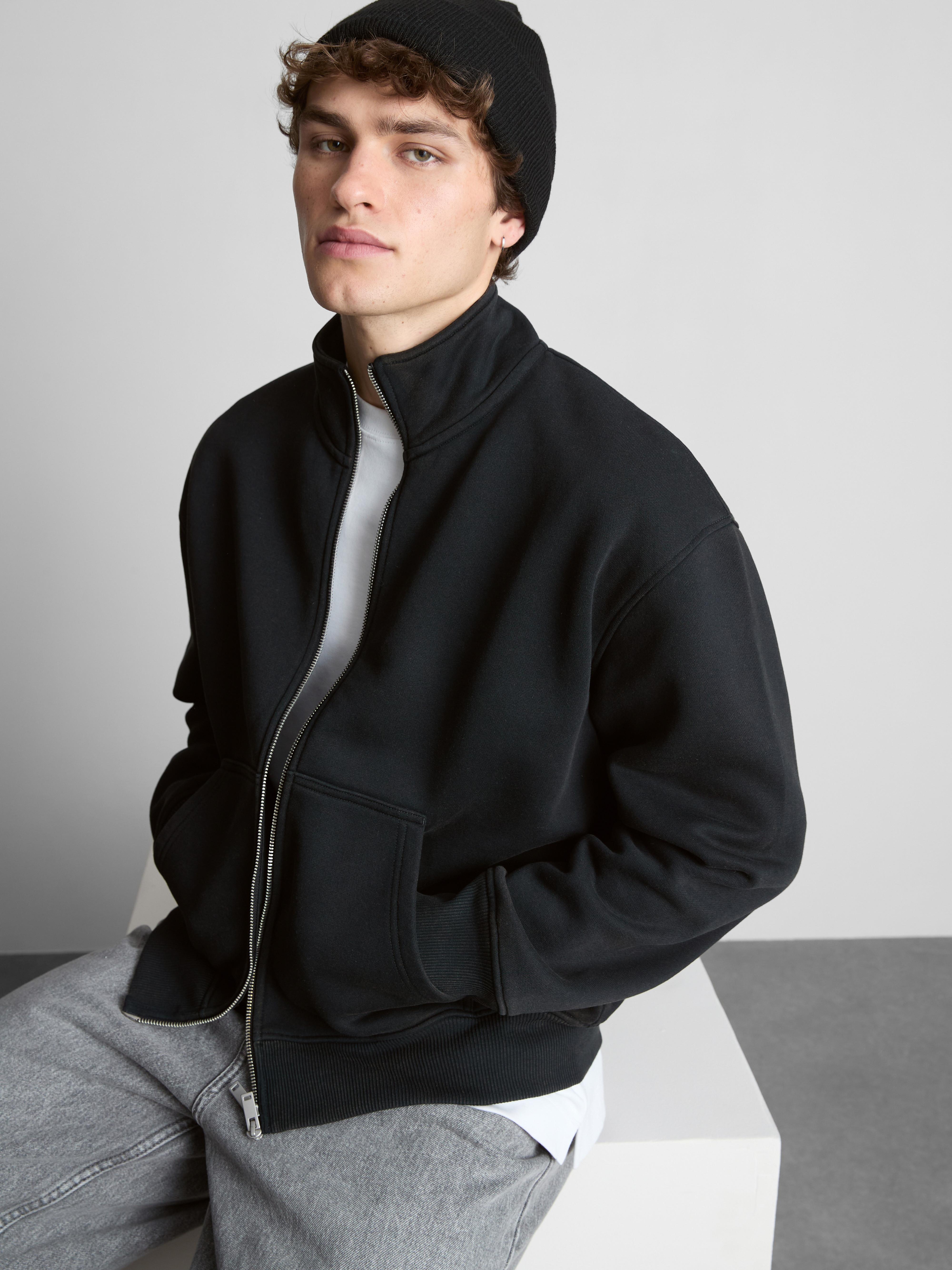 Zip-Up Funnel Neck Sweatshirt
