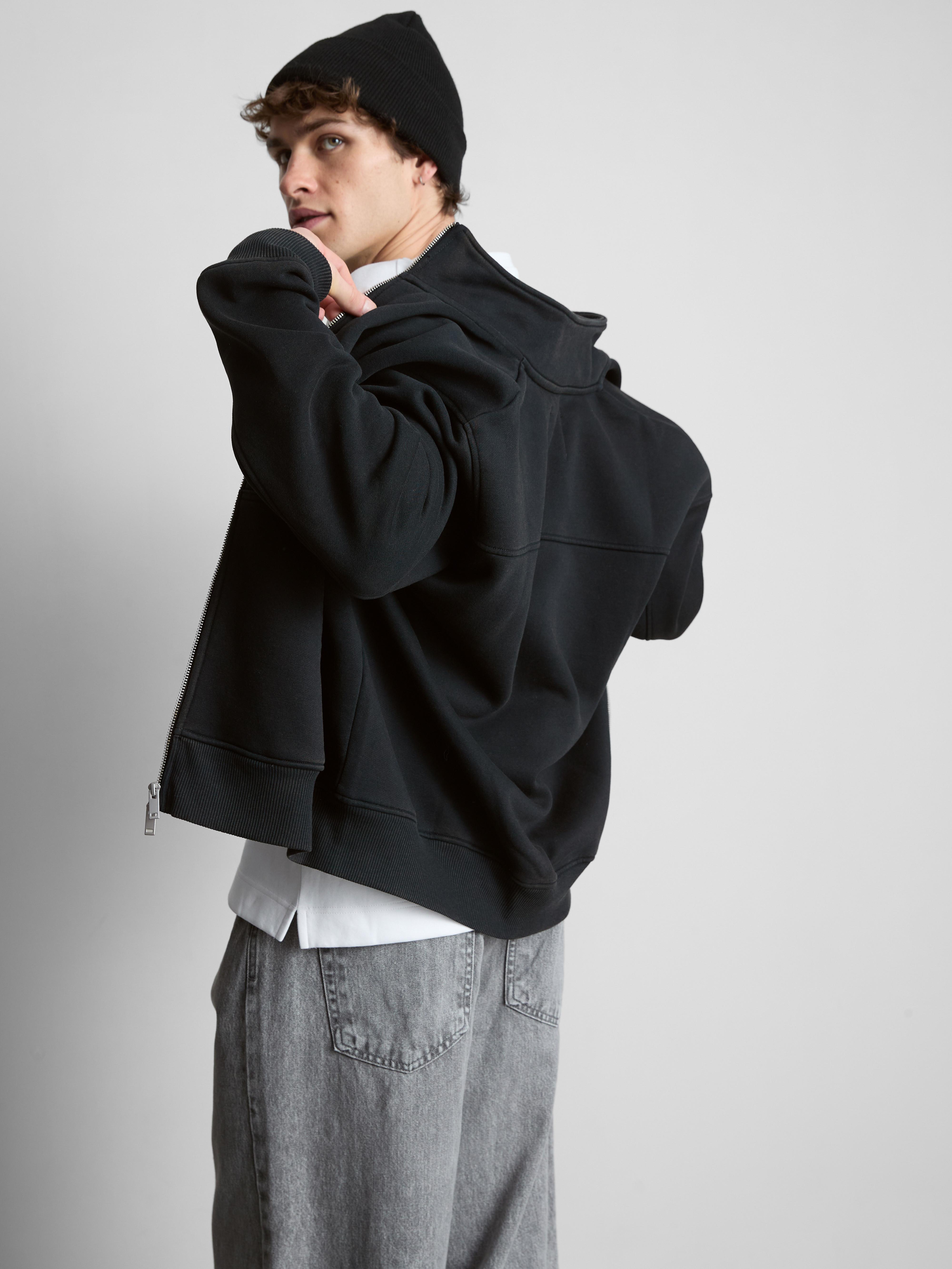 Zip-Up Funnel Neck Sweatshirt