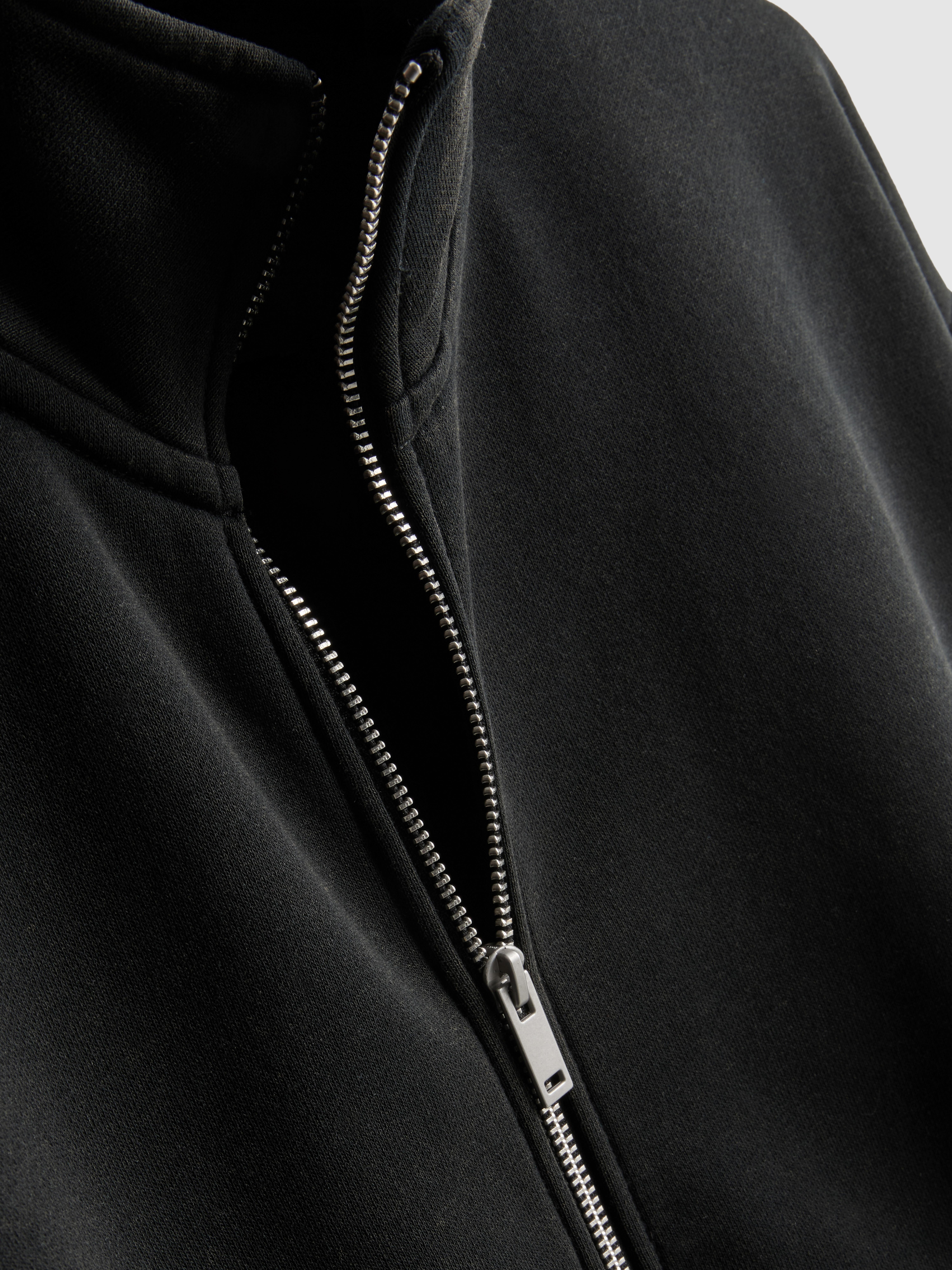 Men's Black Zip-Up Funnel Neck Sweatshirt