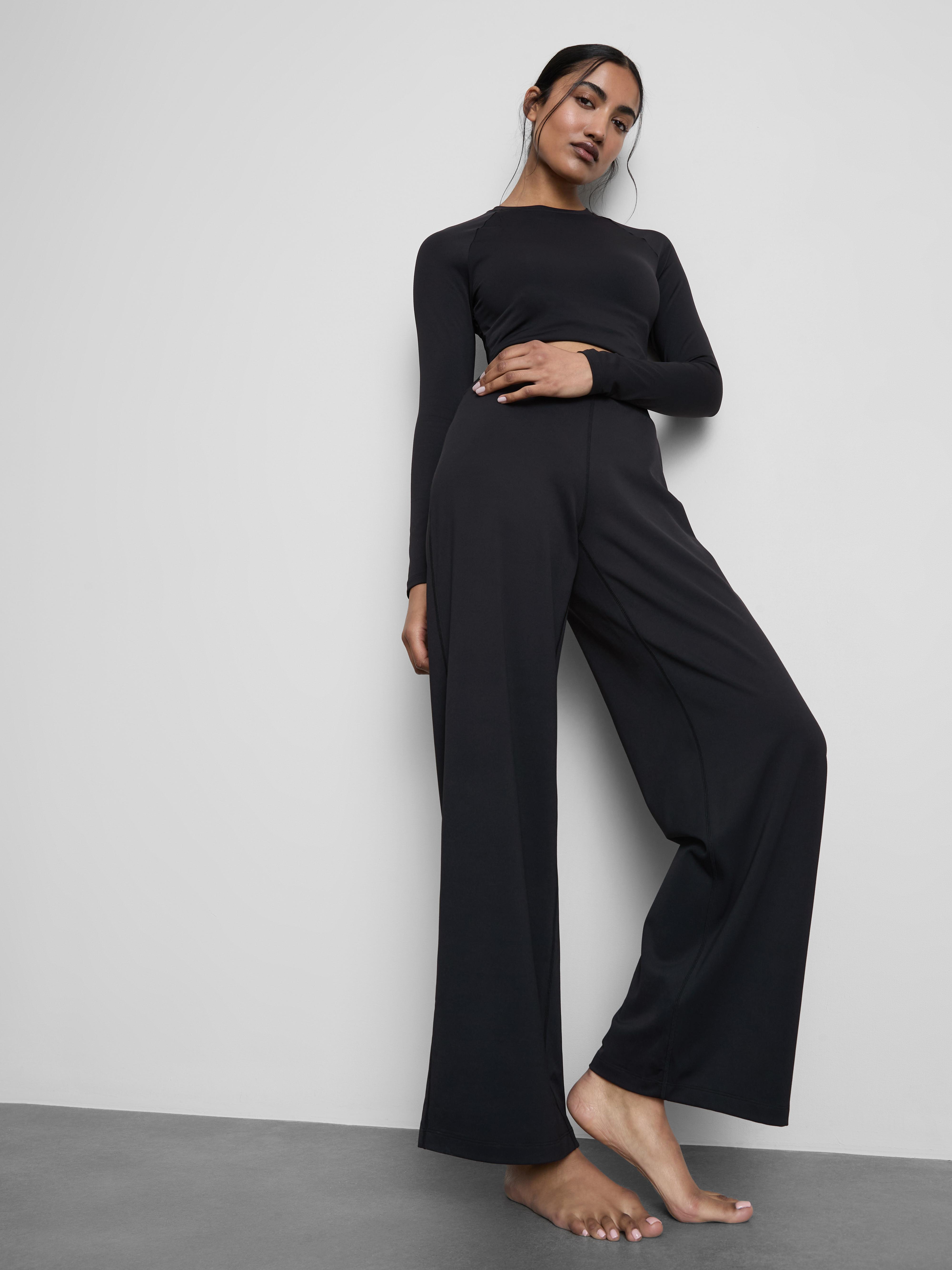 Women's Black Buttery Soft Palazzo Activewear Pants