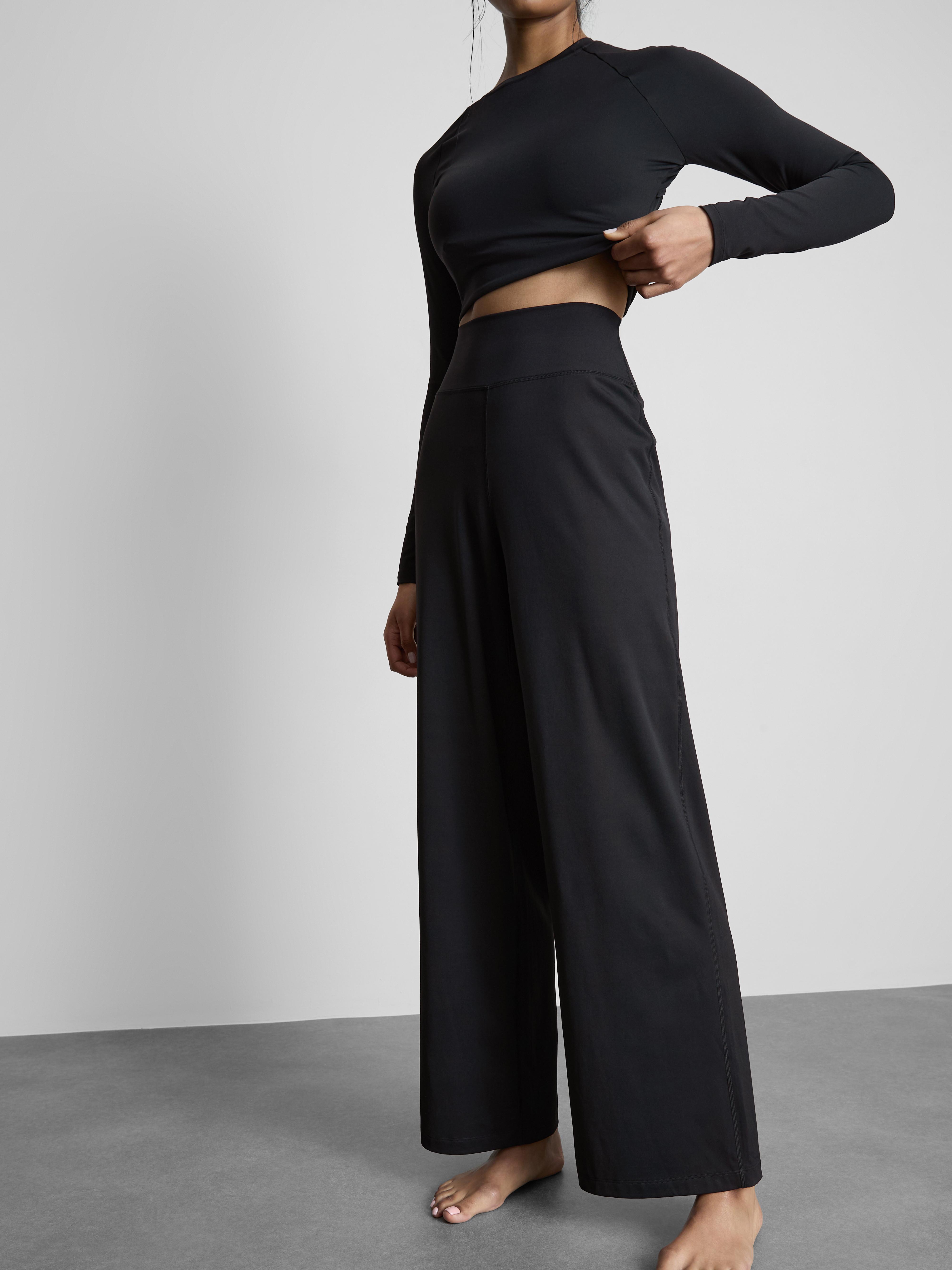 Women's Black Buttery Soft Palazzo Activewear Pants