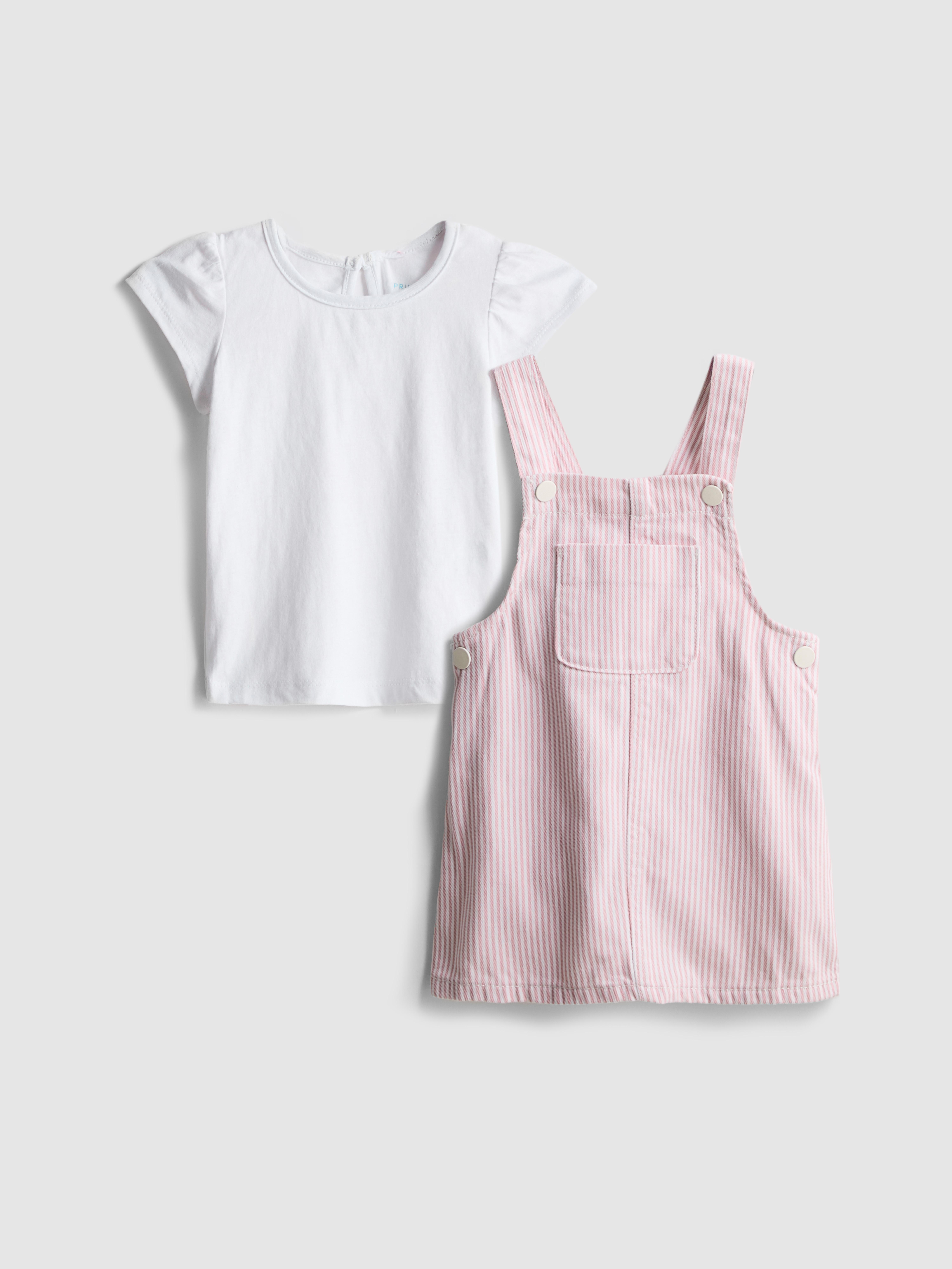 0-36mths | T-Shirt and Denim Pinafore Dress Set