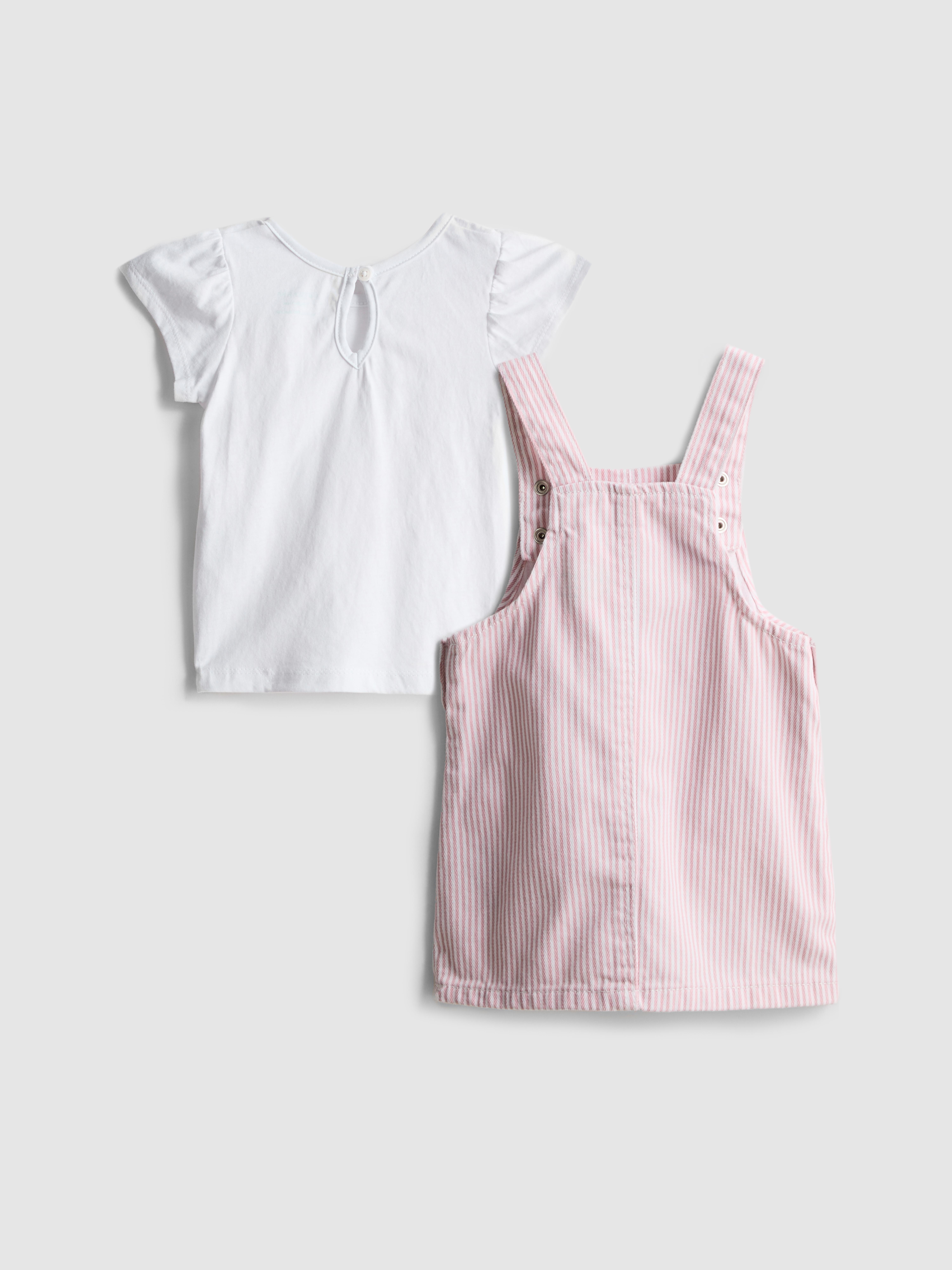 0-36mths | T-Shirt and Denim Pinafore Dress Set