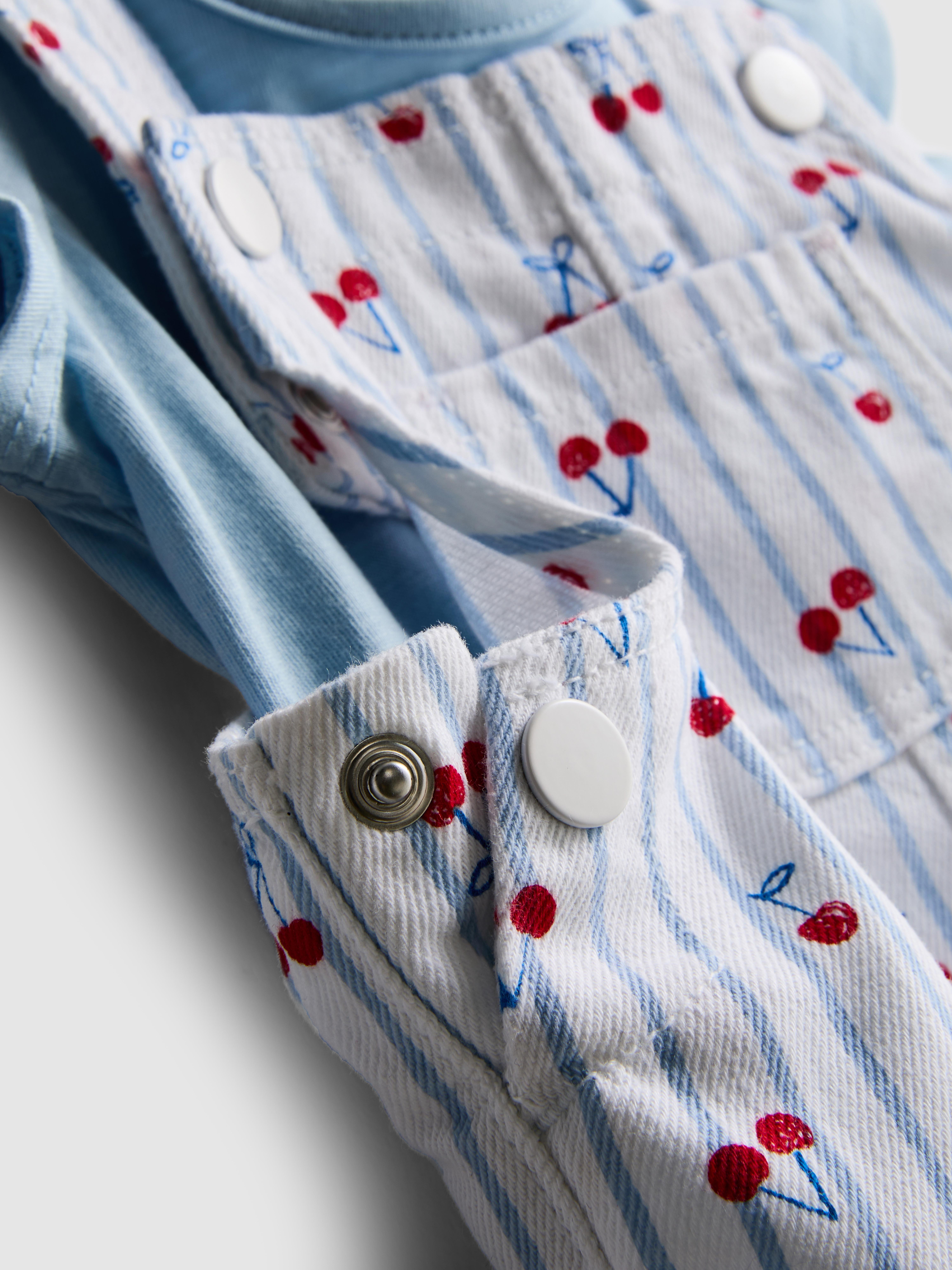 Baby Girls Blue 0-36mths | T-Shirt and Cherry Jumper Dress Set