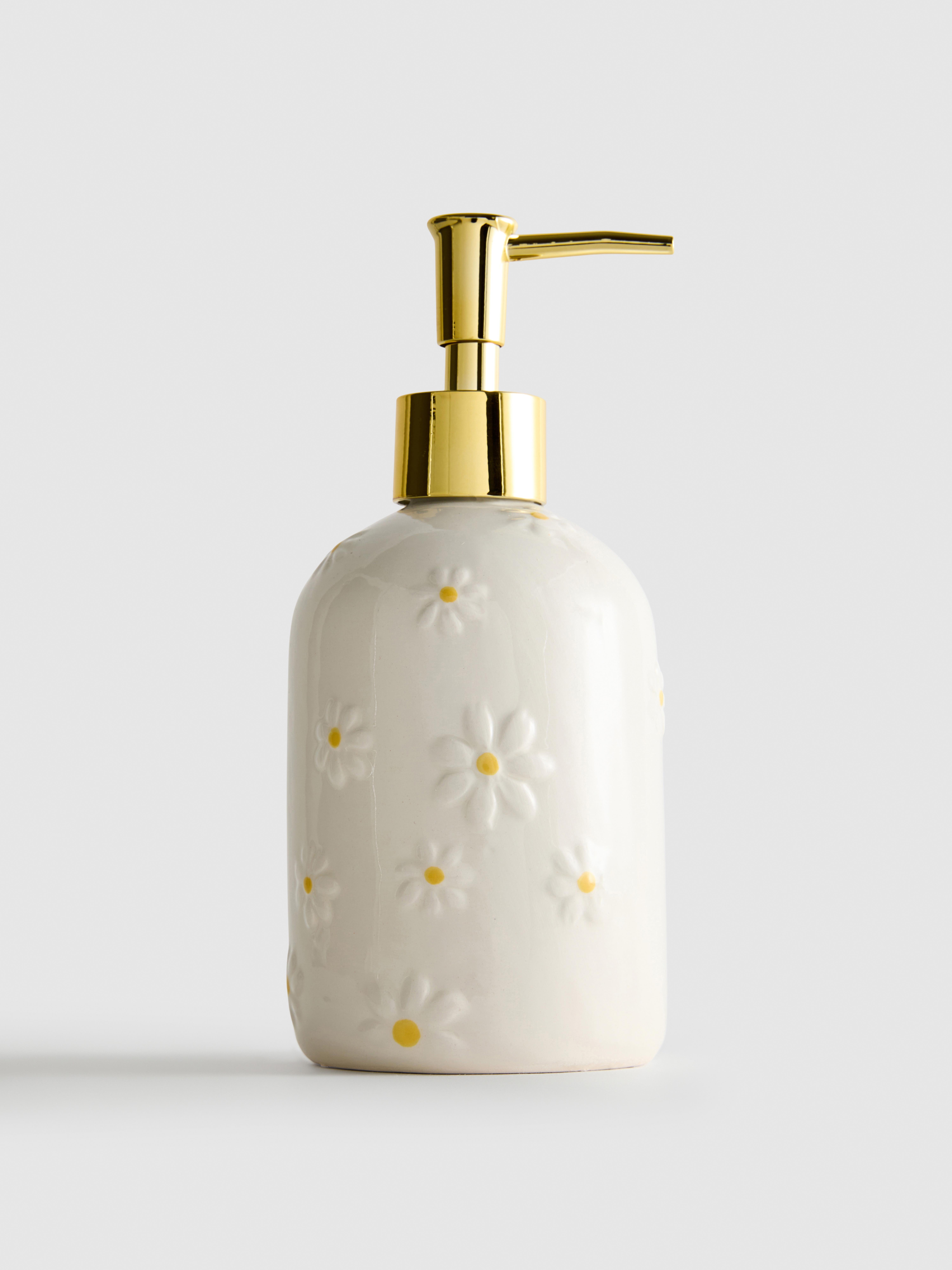 Dispensador de jabón de cerámica de margaritas