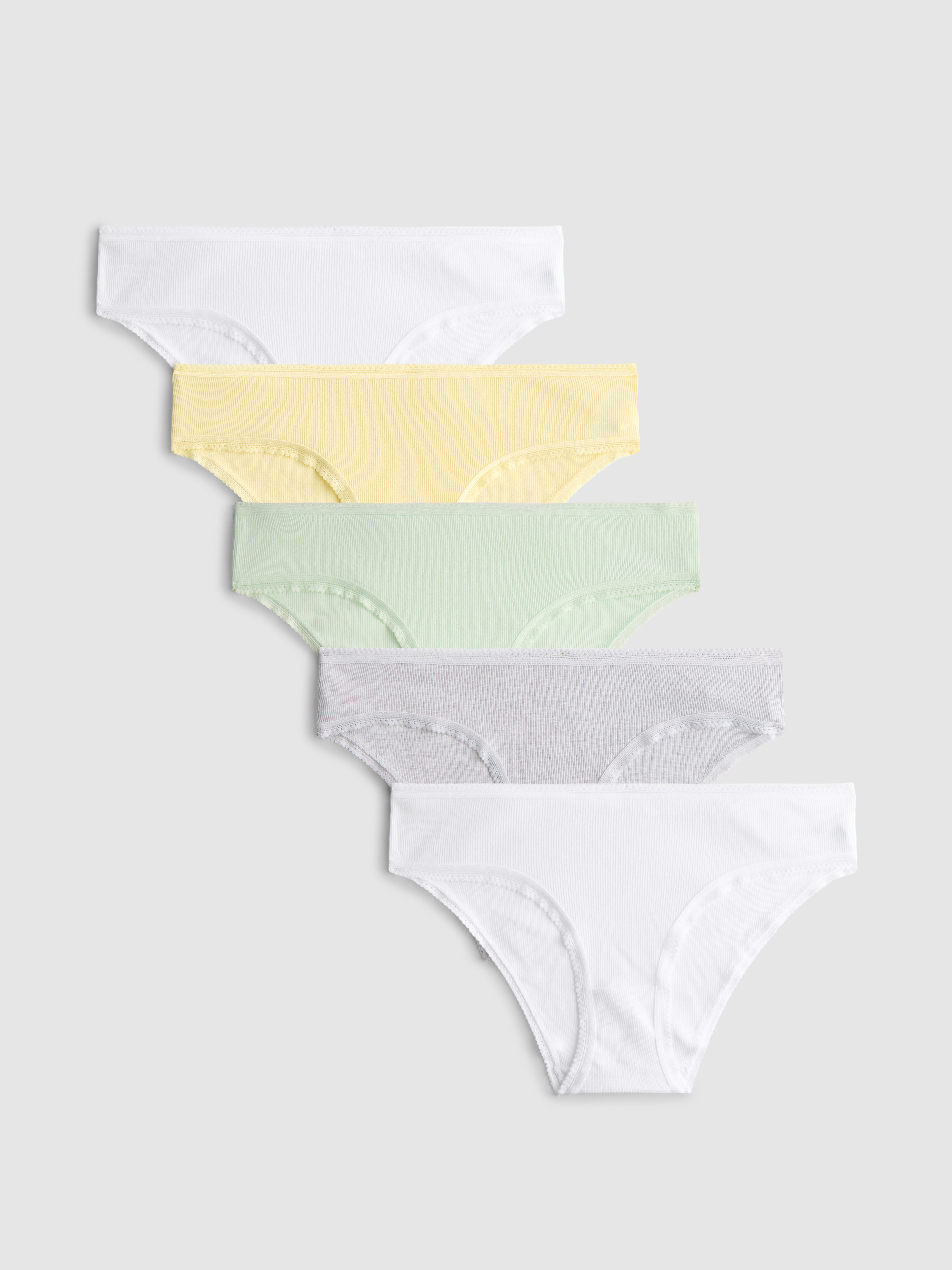 Gerippte Brazil-Slips mit hohem Baumwollanteil, 5er-Pack