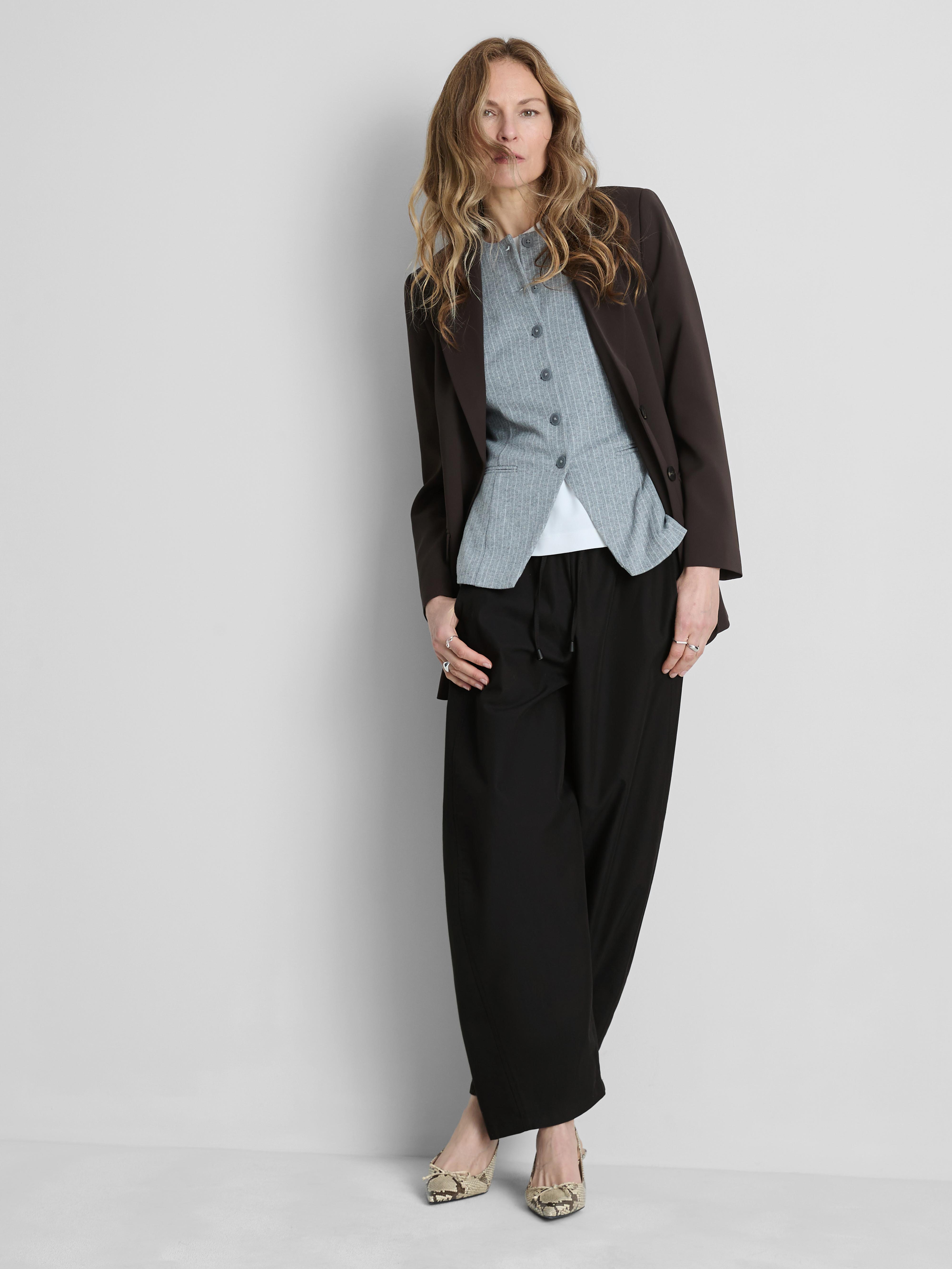 Cotton Blend Barrel Leg Trousers