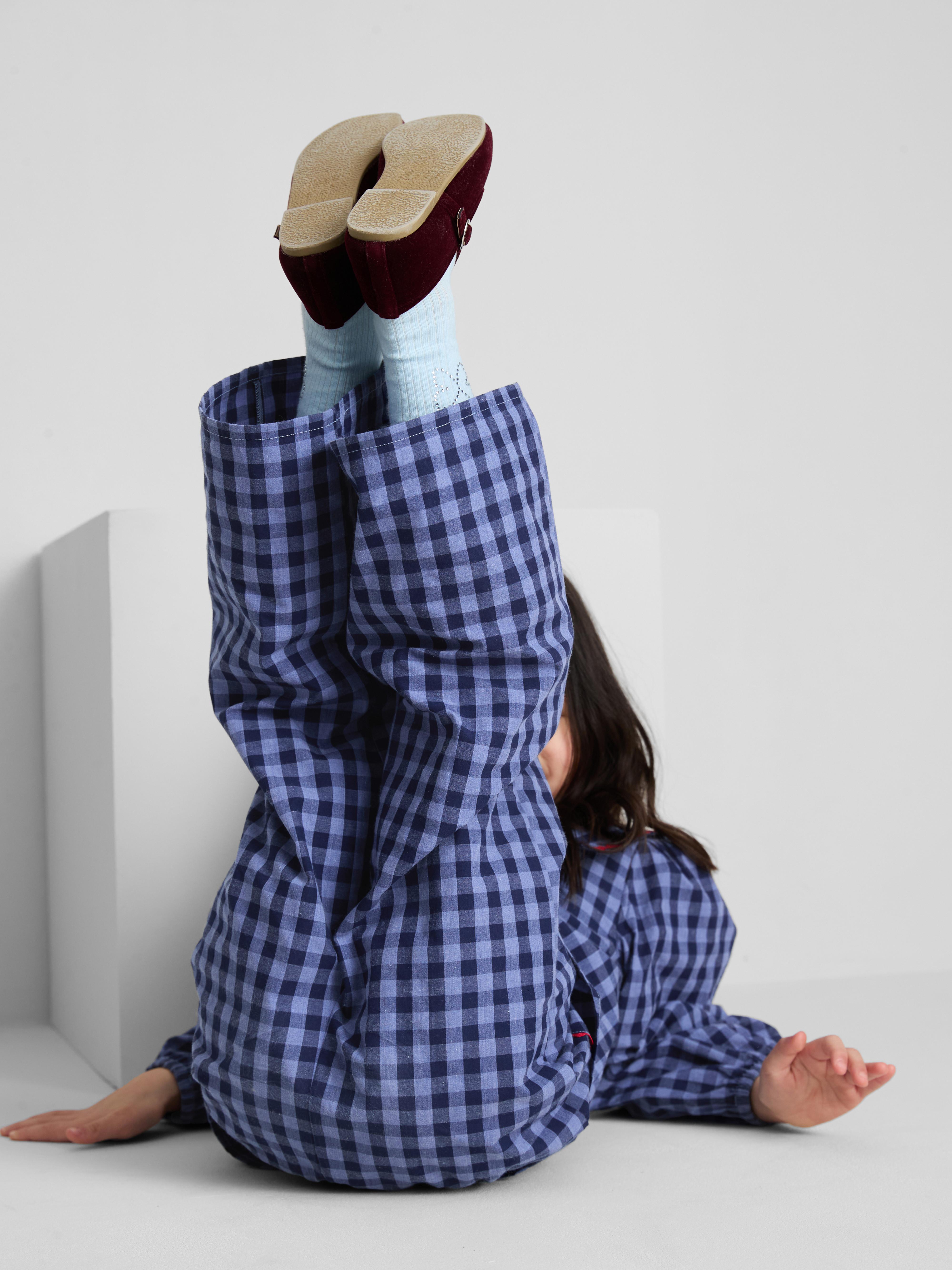 Girls Navy 1.5-8yrs | Gingham Check Pants