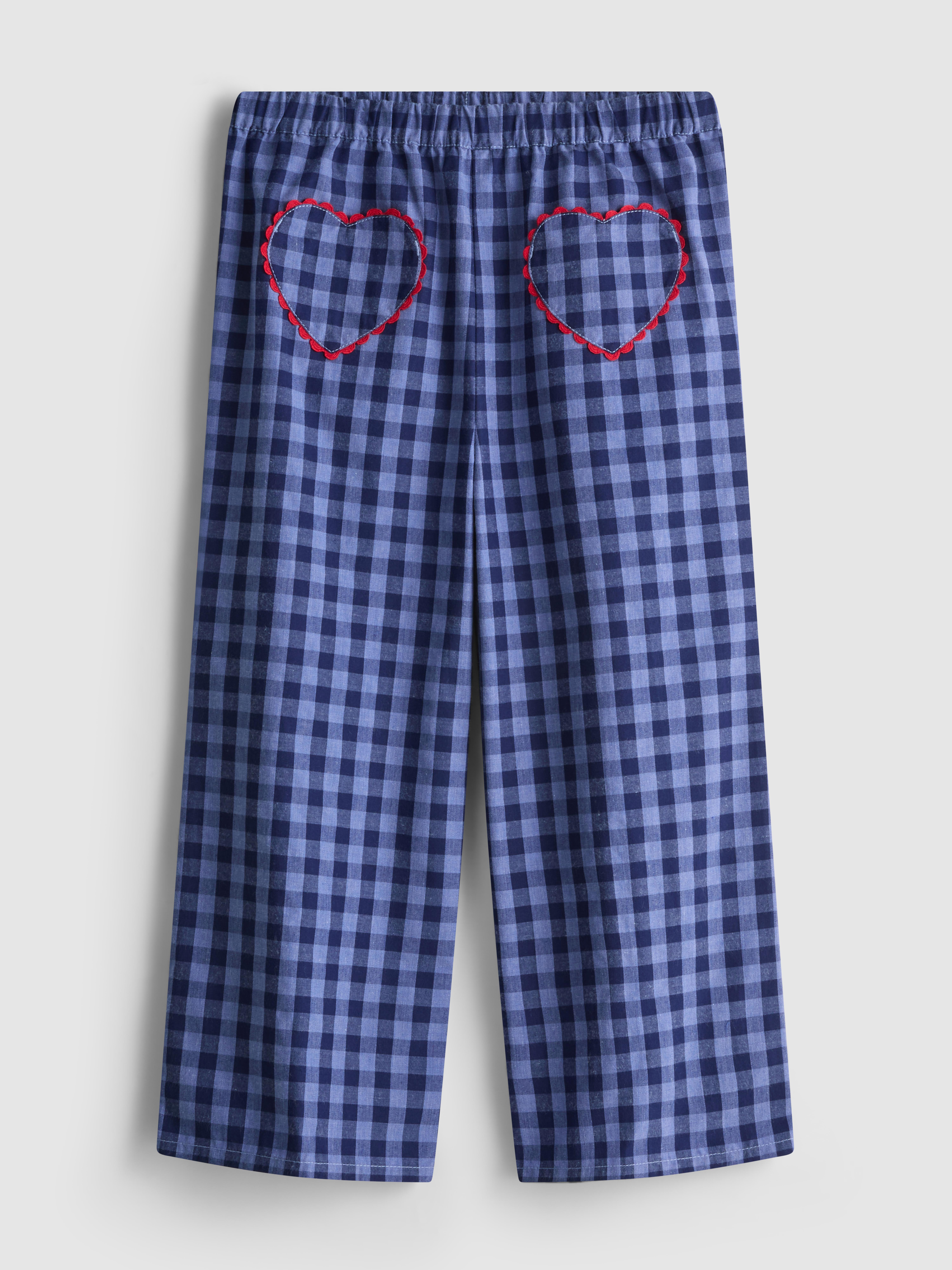 Girls Navy 1.5-8yrs | Gingham Check Pants