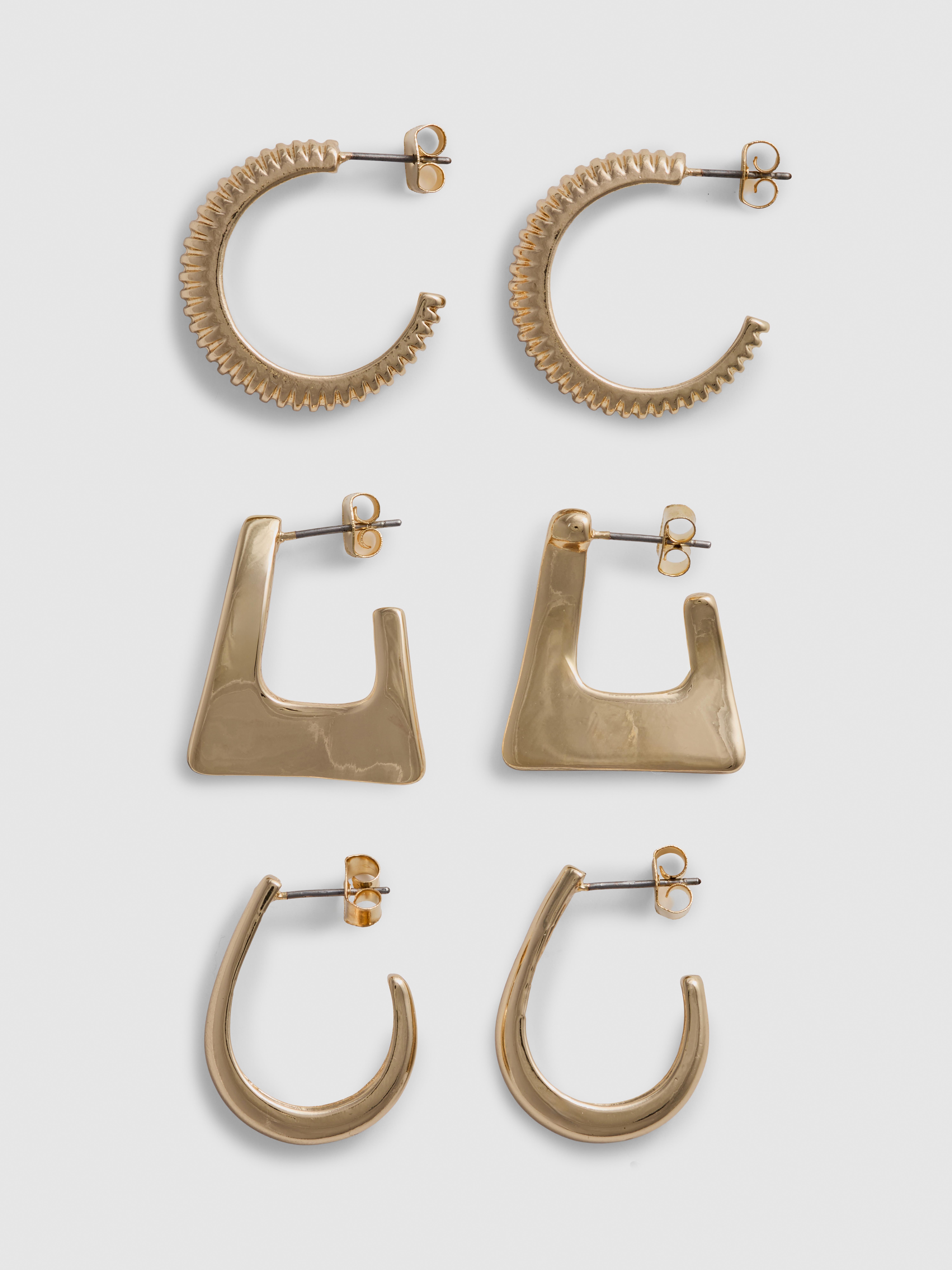 Geometrische oorringen, 3 paar