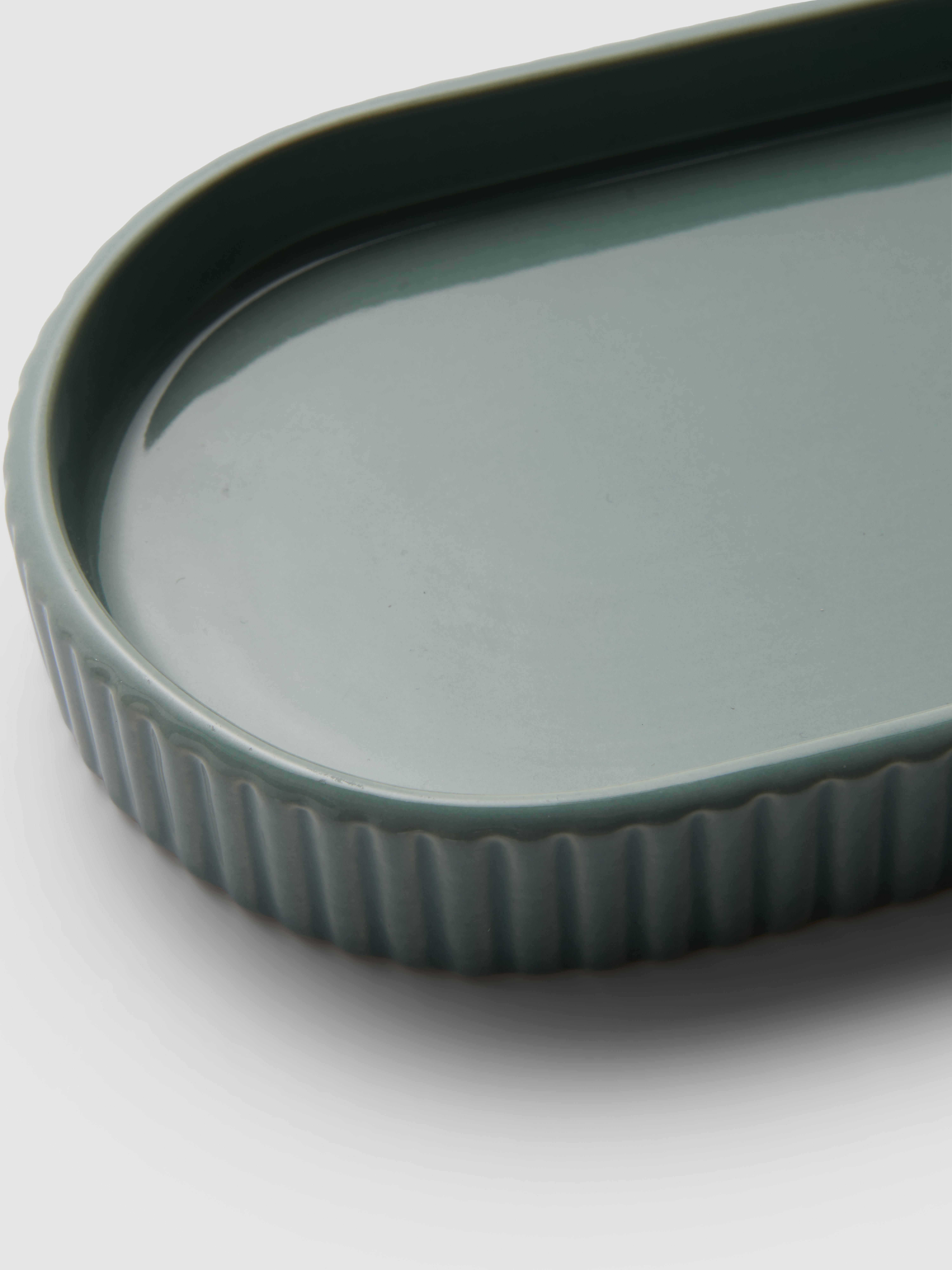 Reactive Glaze Ribbed Soap Dish