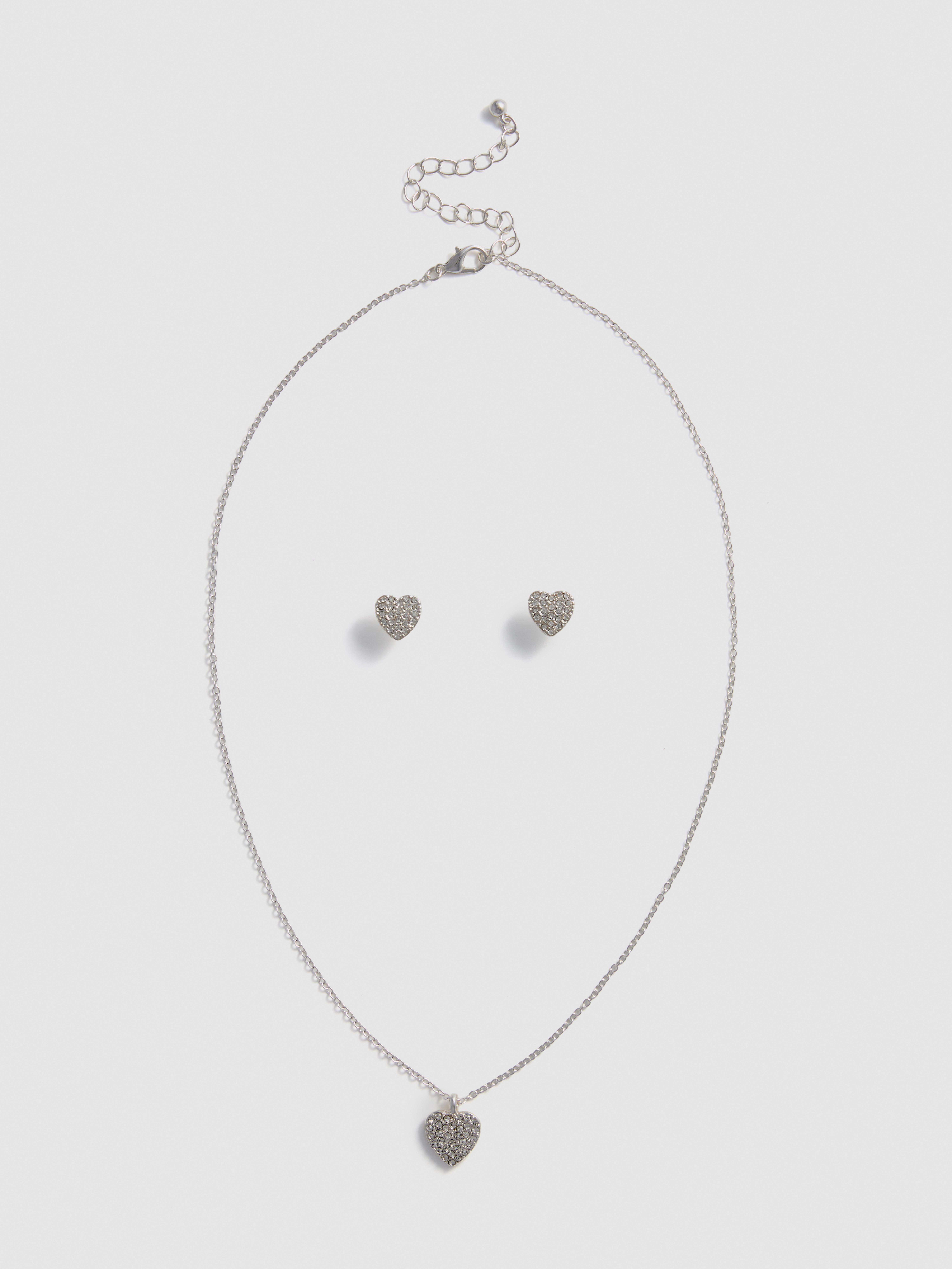 Heart Stud Earrings and Necklace Set