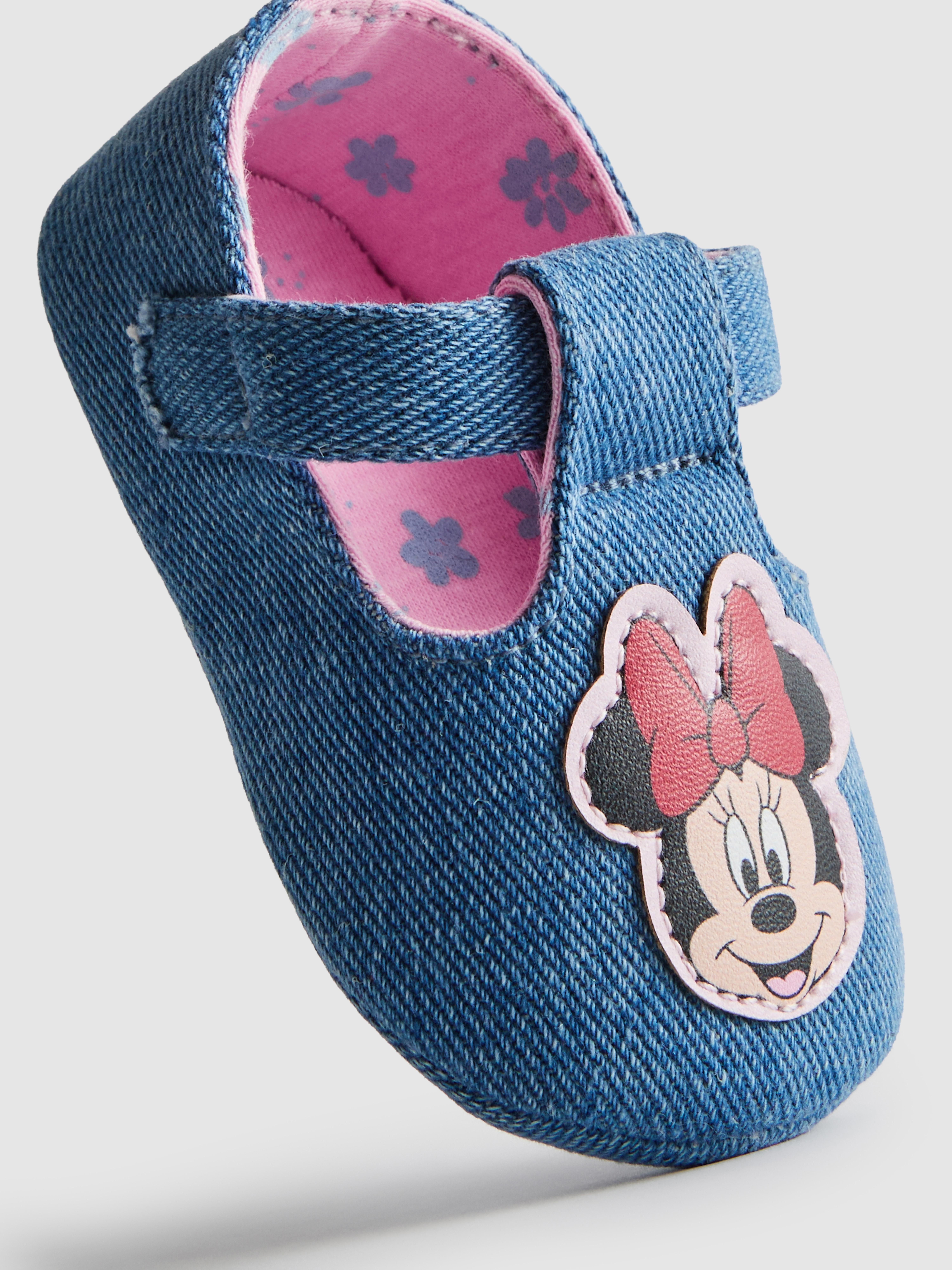 Baby Girls Light Blue Disney’s Minnie Mouse Denim Ballet Pumps