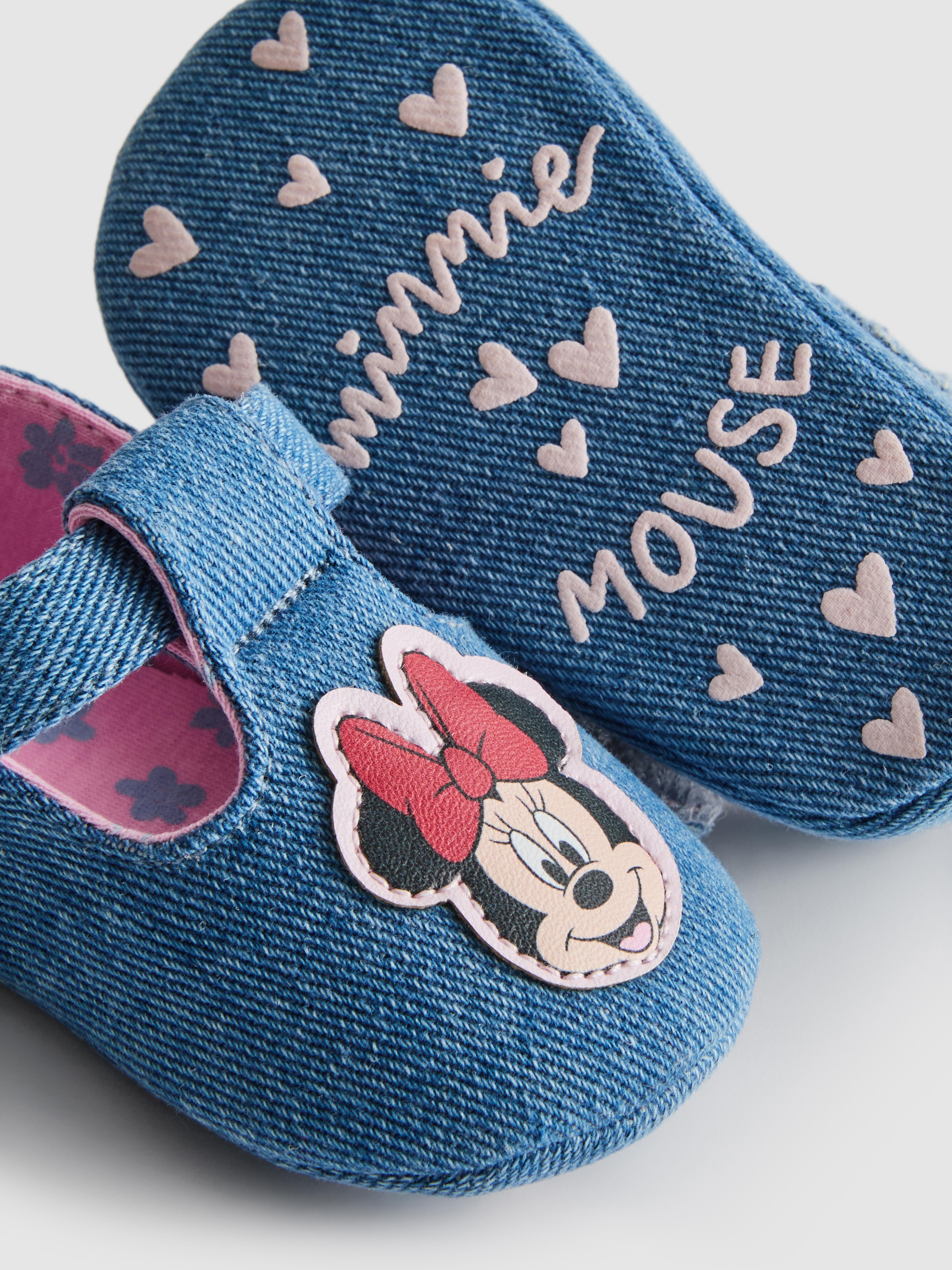 Baby Girls Light Blue Disney’s Minnie Mouse Denim Ballet Pumps