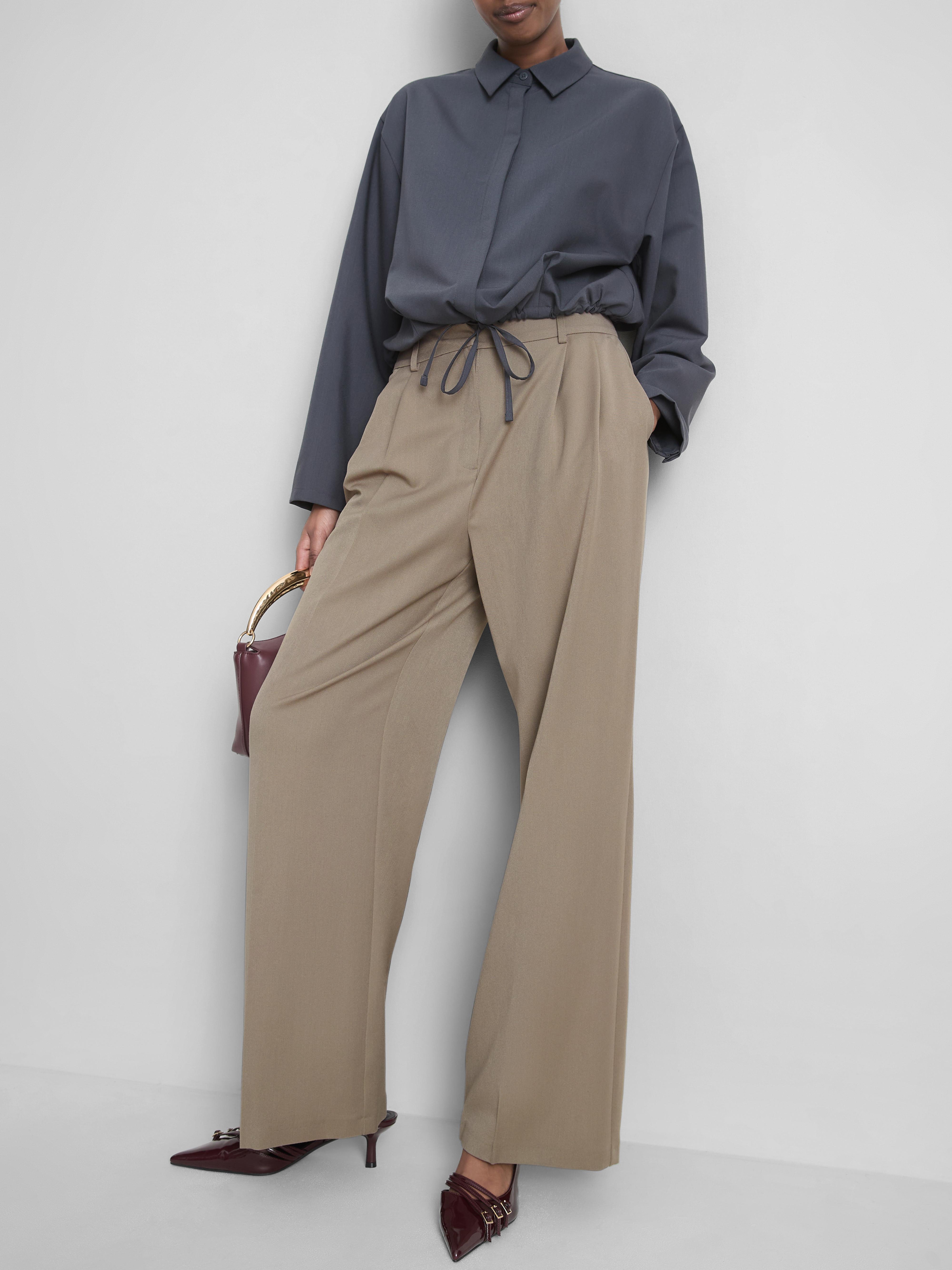 Geplooide broek met wijde pijpen