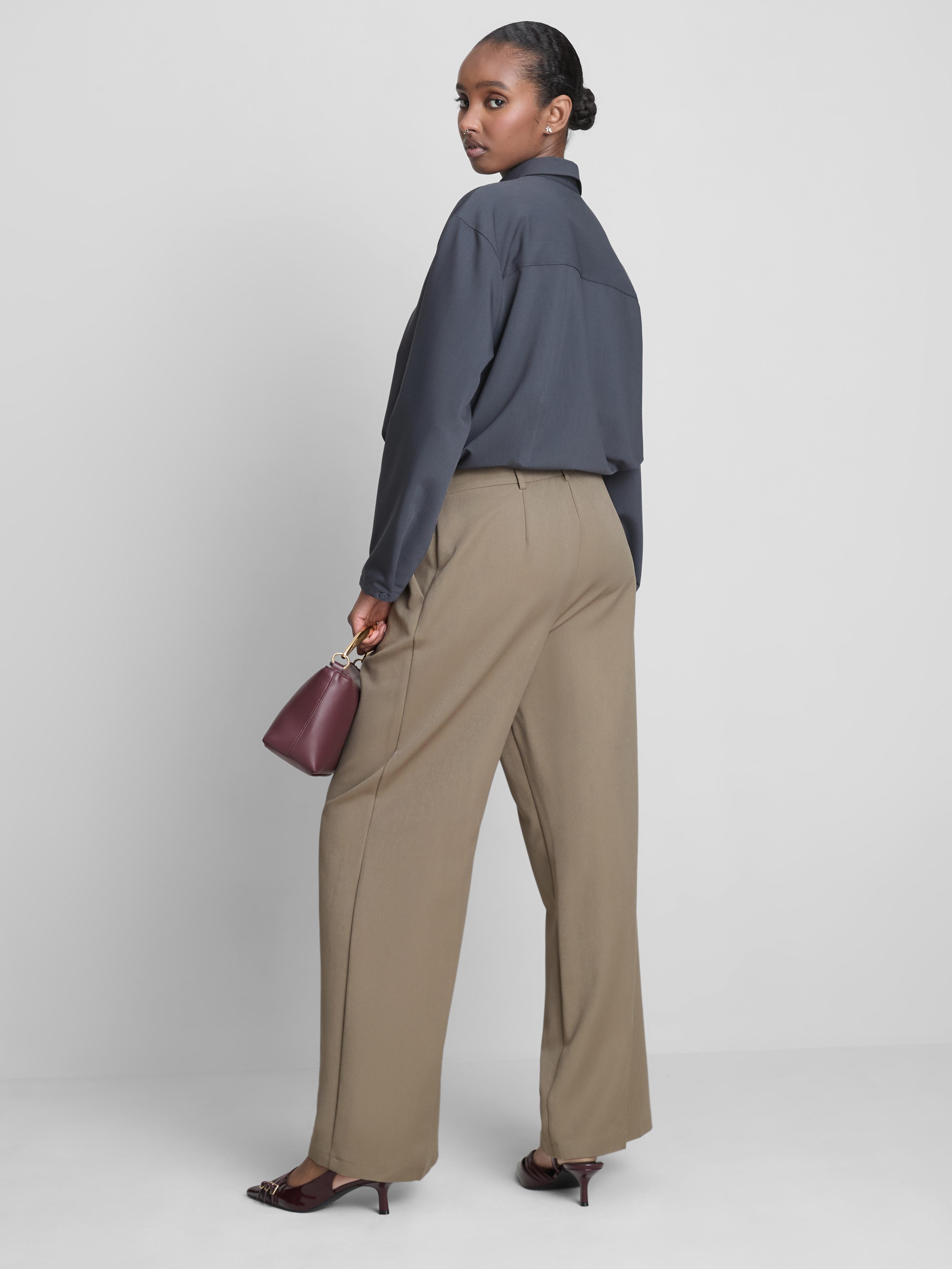 Geplooide broek met wijde pijpen