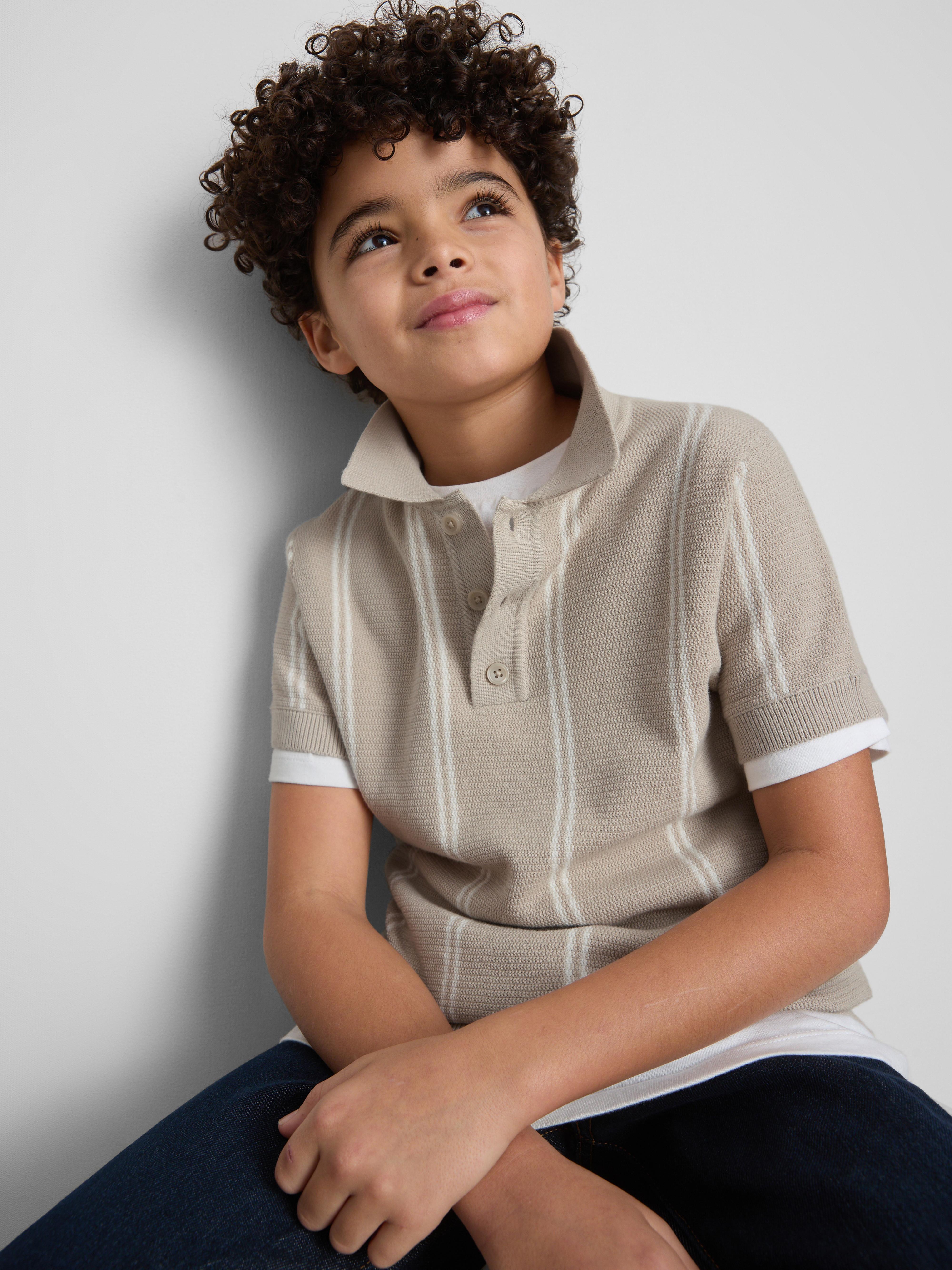 7-14yrs | Stripe Knit Polo Shirt