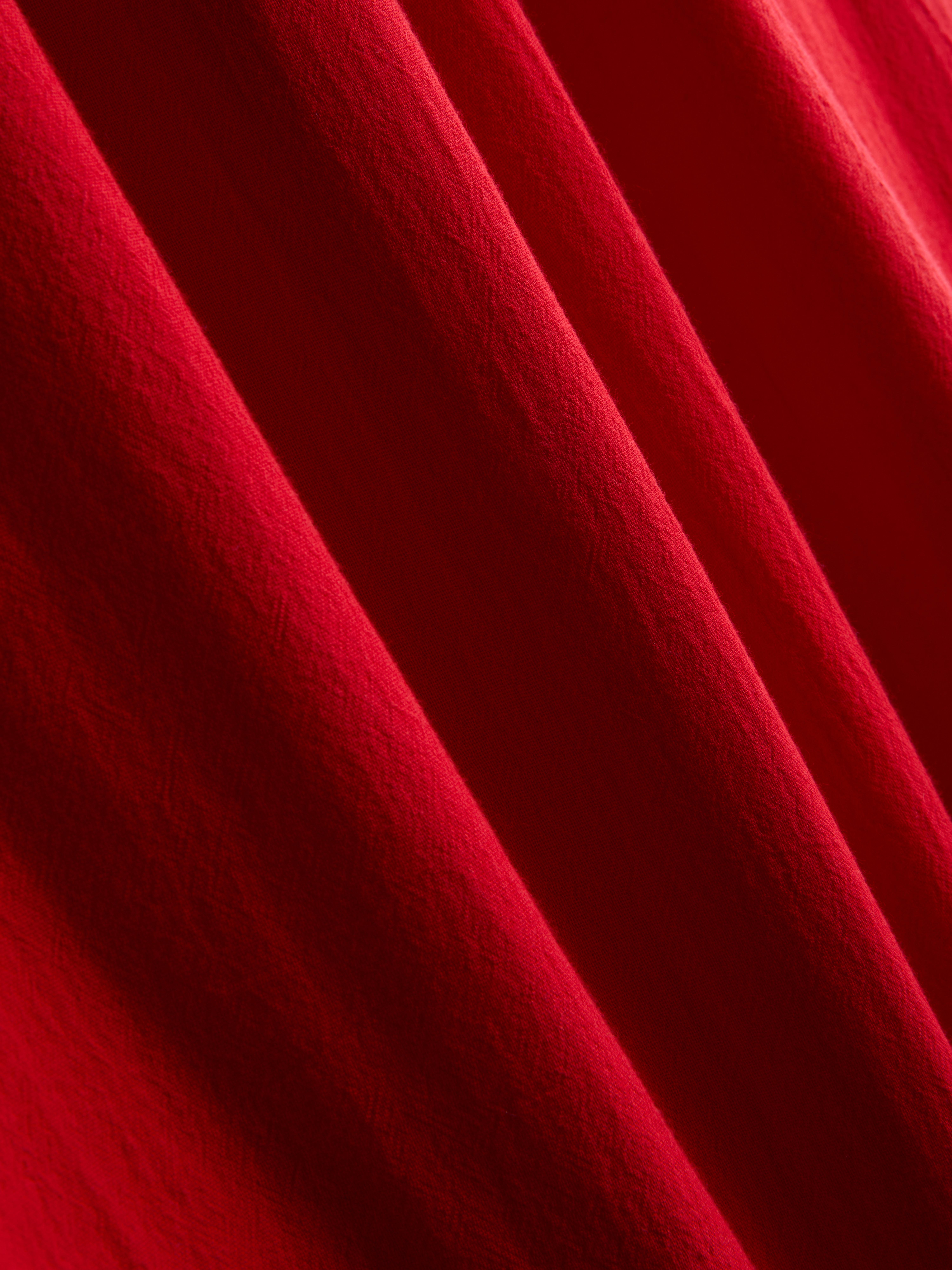 Women's Red Cotton Wide-Leg Drawstring Beach Pants