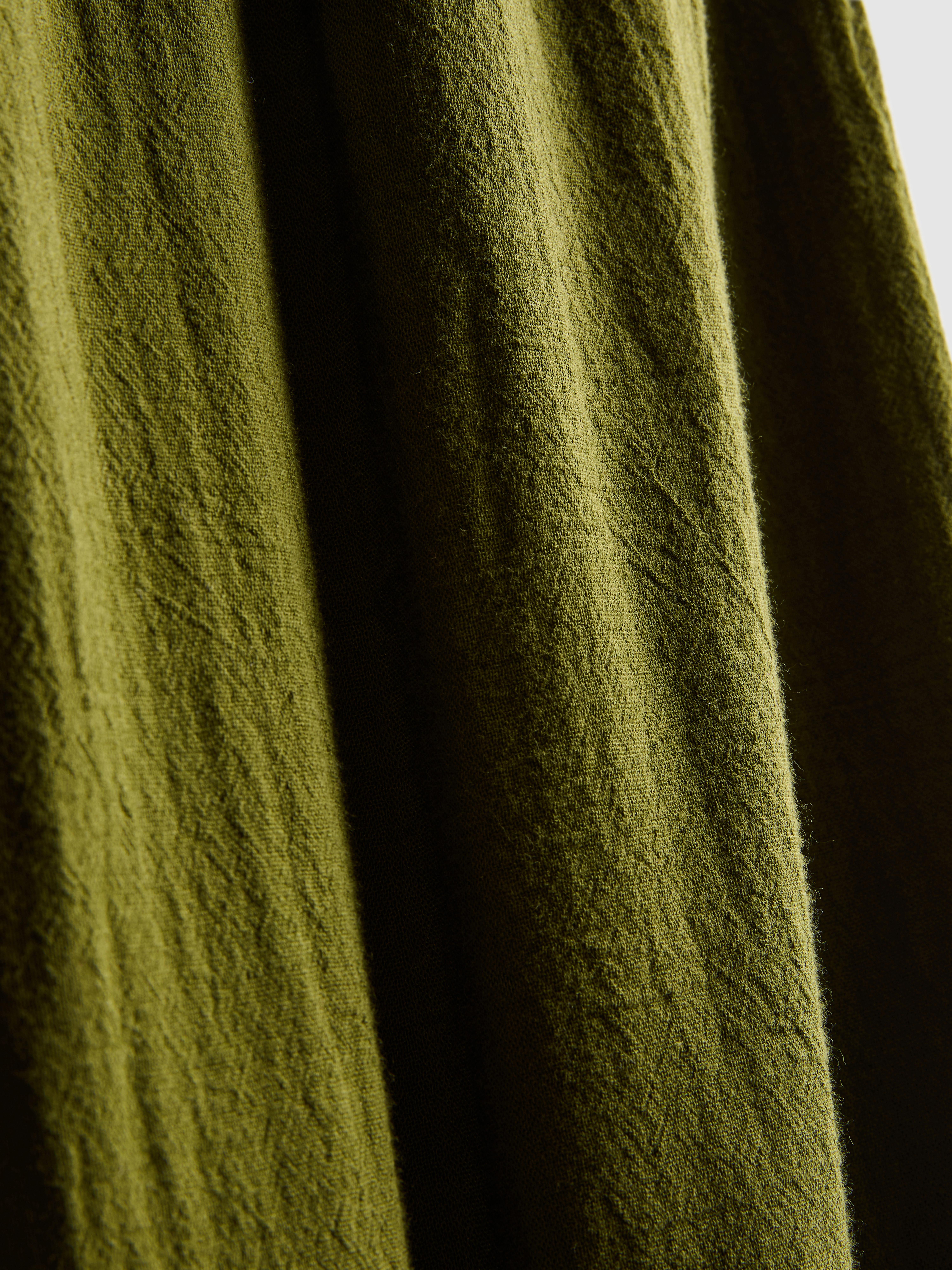 Women's Olive Cotton Wide-Leg Drawstring Beach Pants