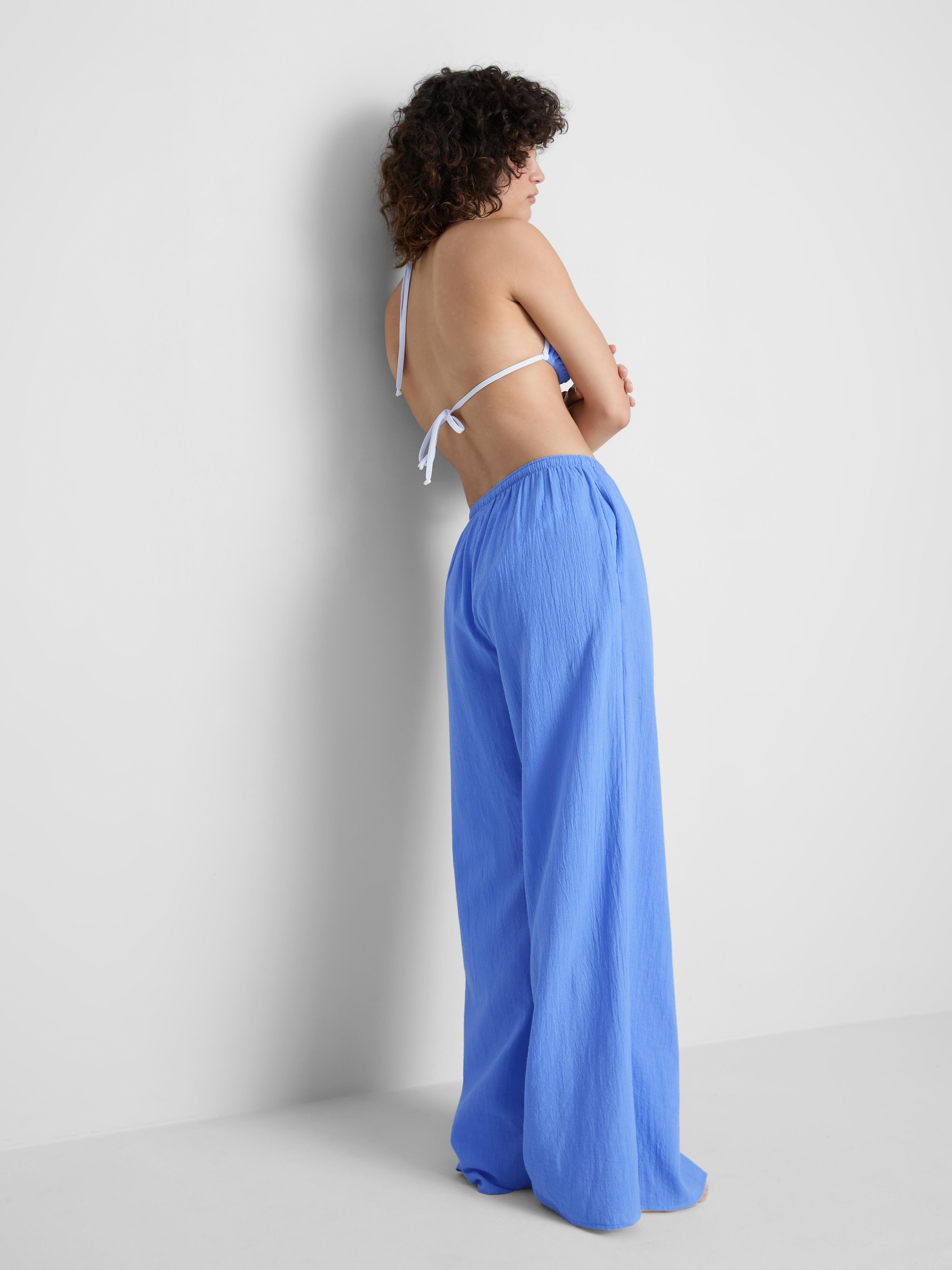 Women's Cotton Wide-Leg Drawstring Beach Pants