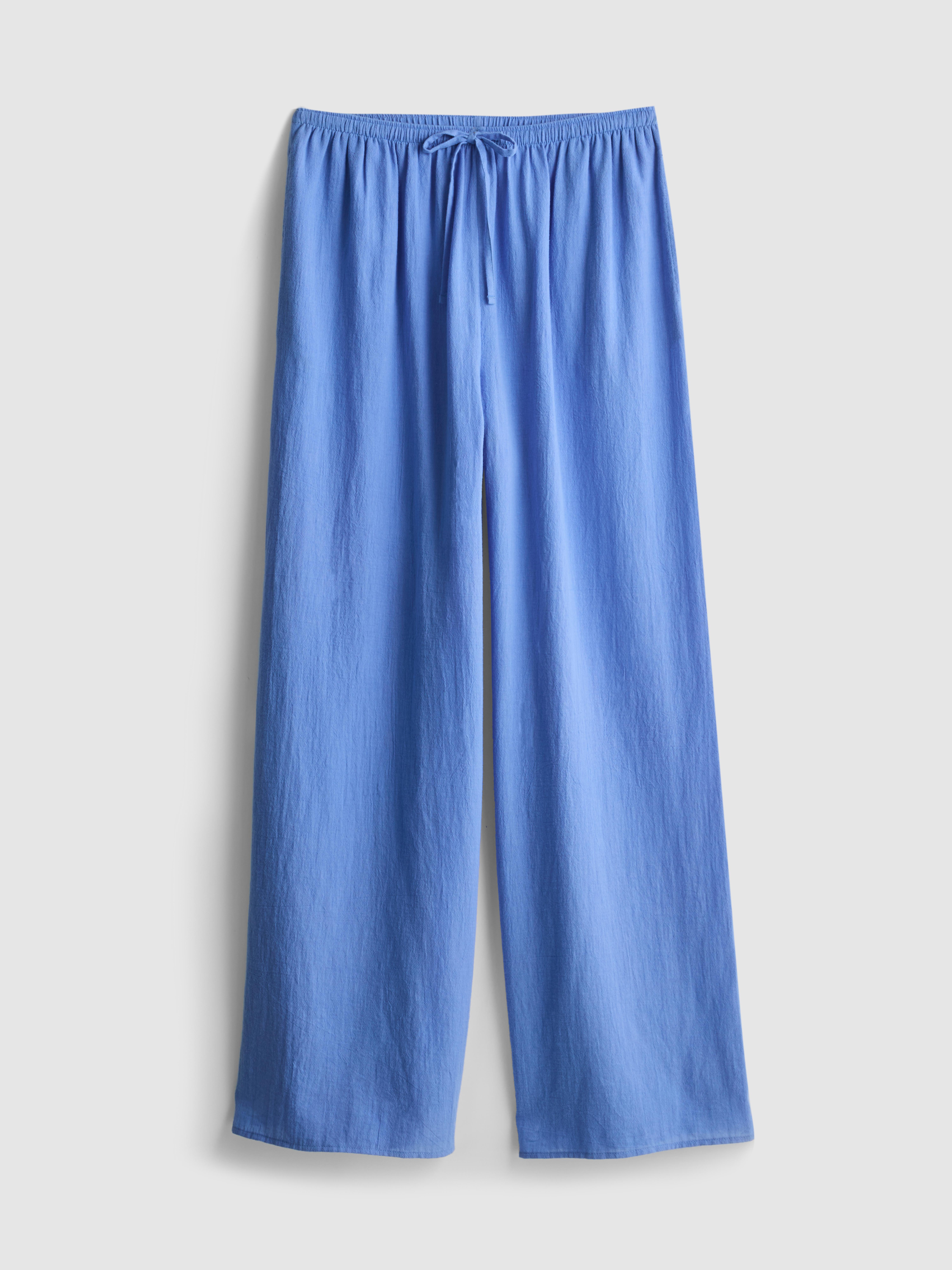 Women's Cotton Wide-Leg Drawstring Beach Pants