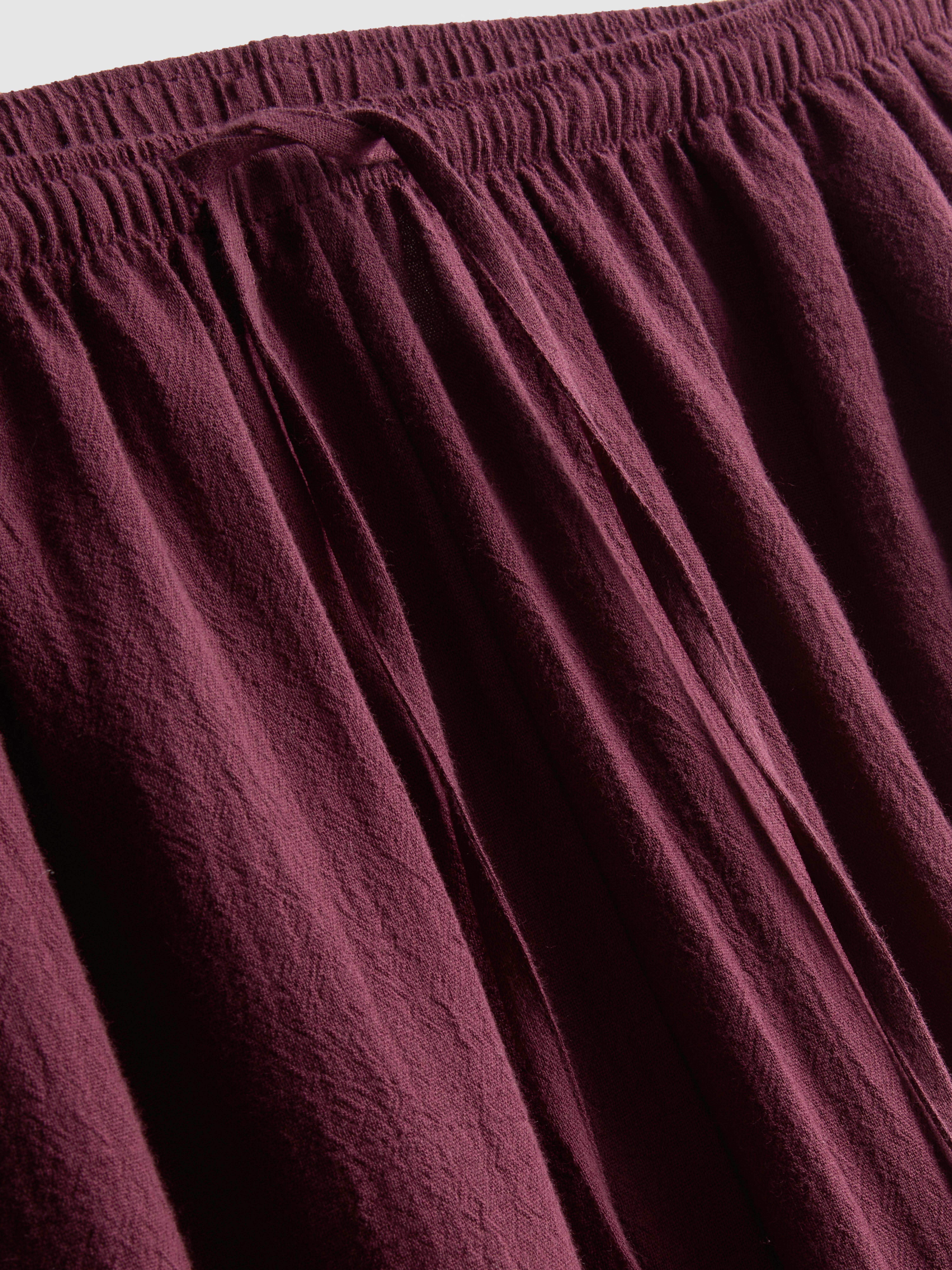 Women's Dark Purple Cotton Wide-Leg Drawstring Beach Pants