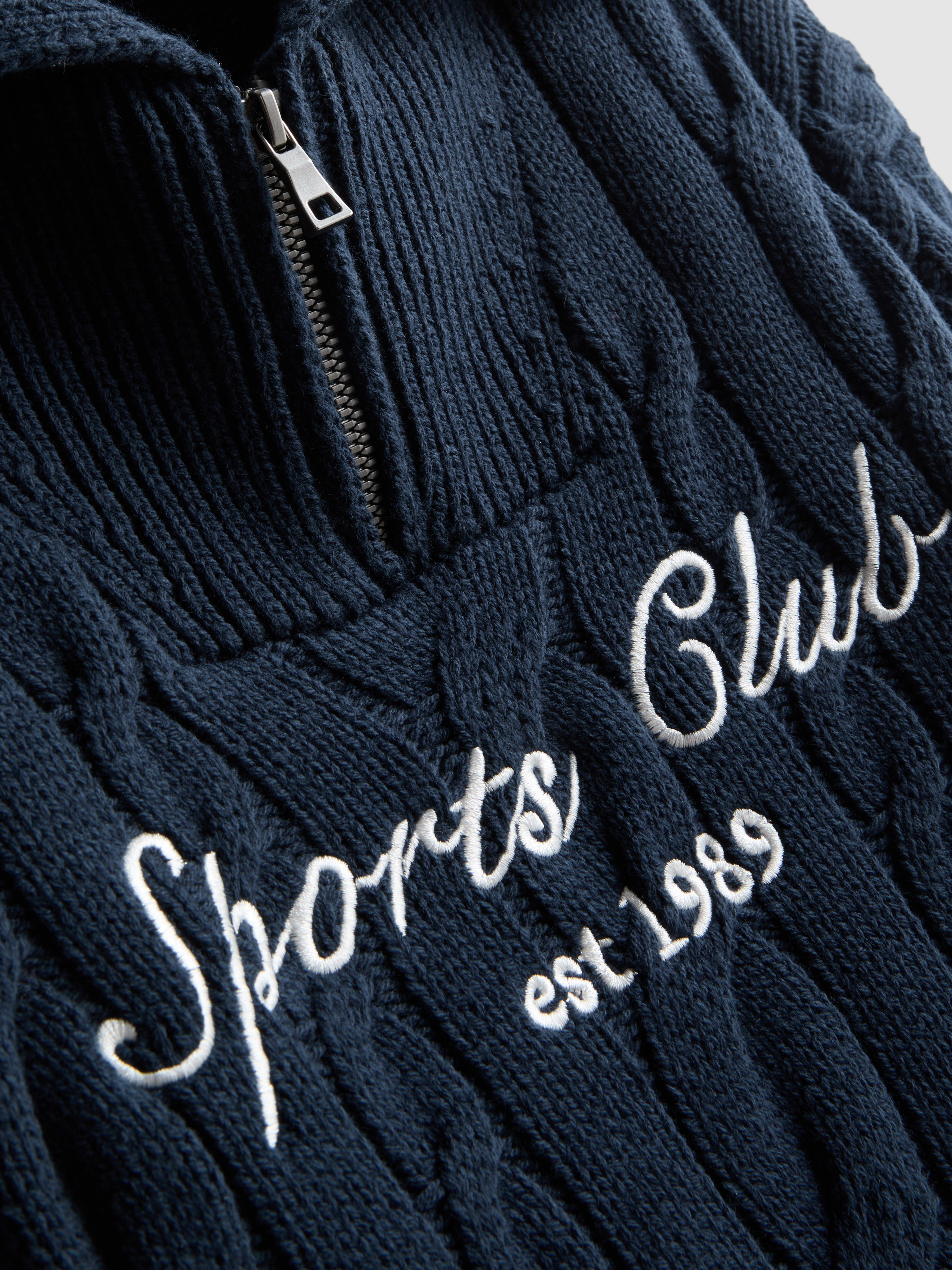 Girls Navy 7-15yrs | Collared Half-Zip Sweate