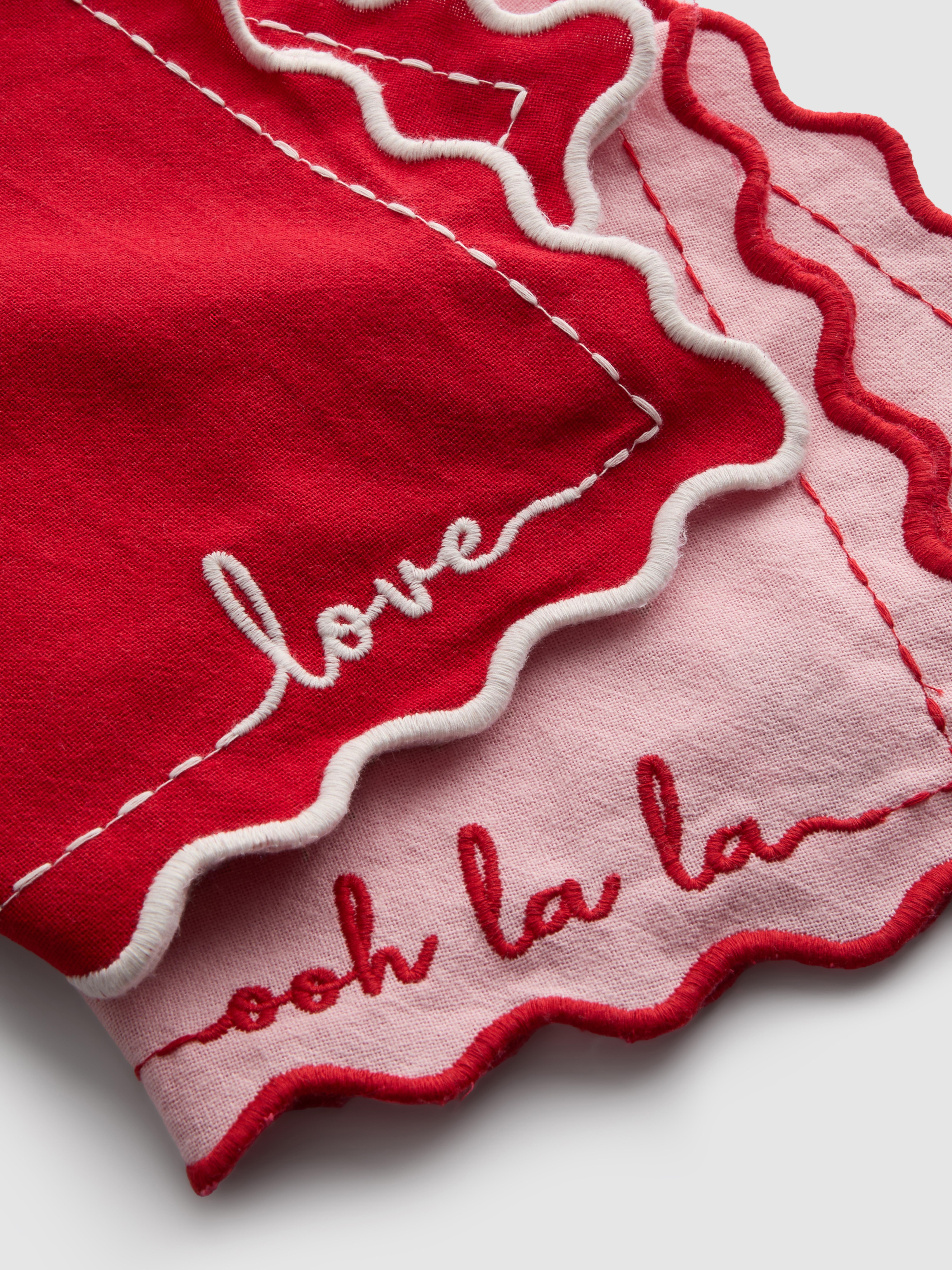 Lot de 2 serviettes en tissu brodé