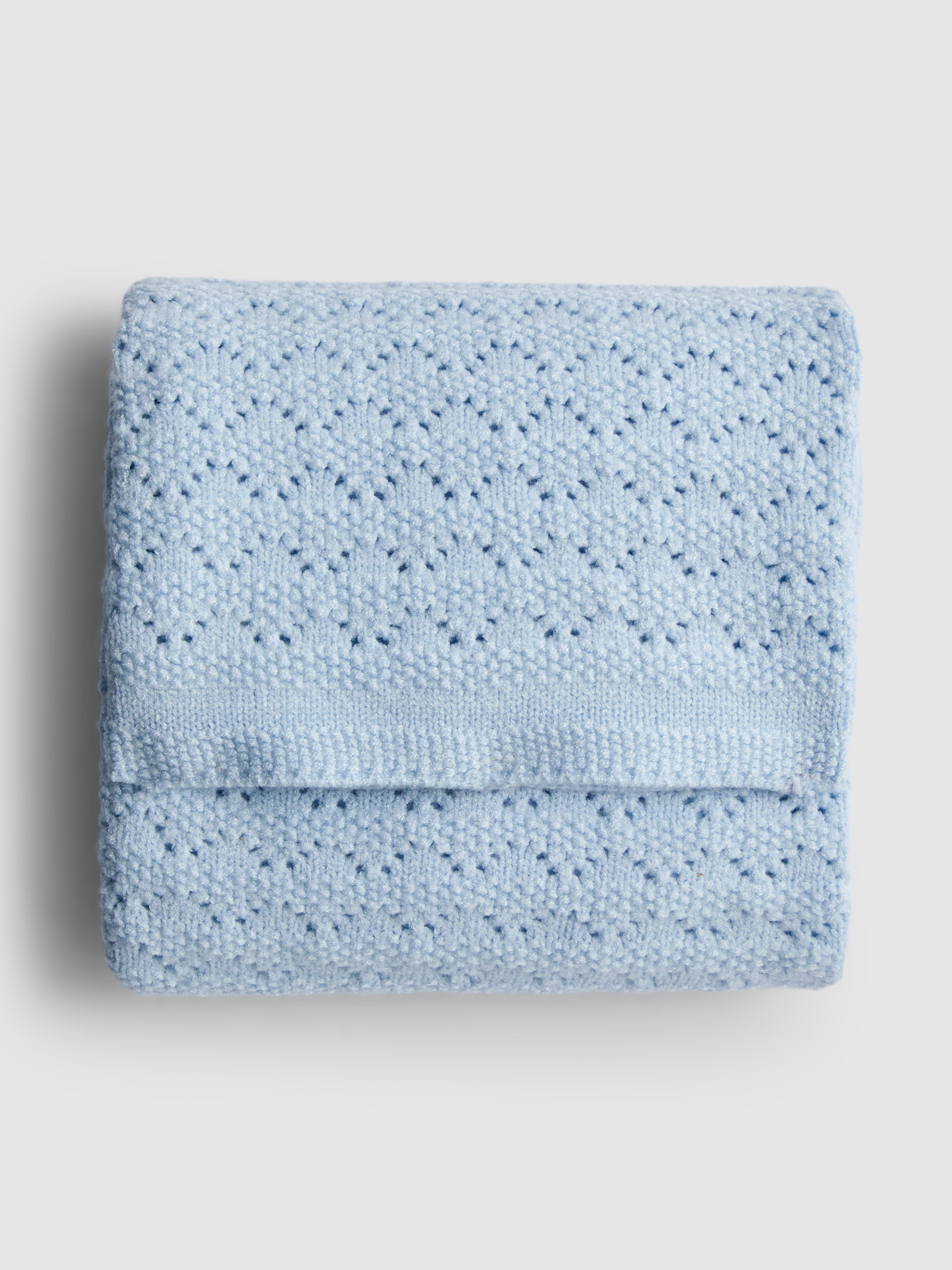 Light Blue Knit Baby Blanket